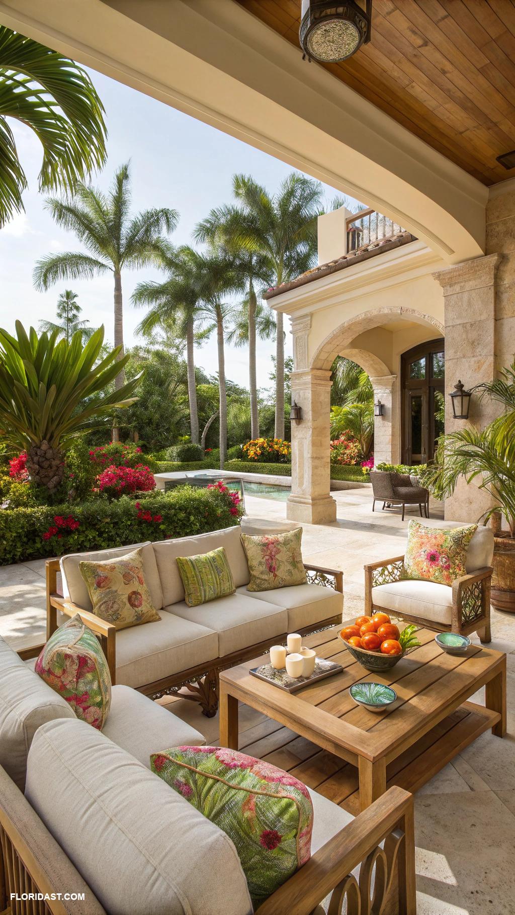 home decor ideas Create outdoor living spaces with comfortable seating and vibrant cushions