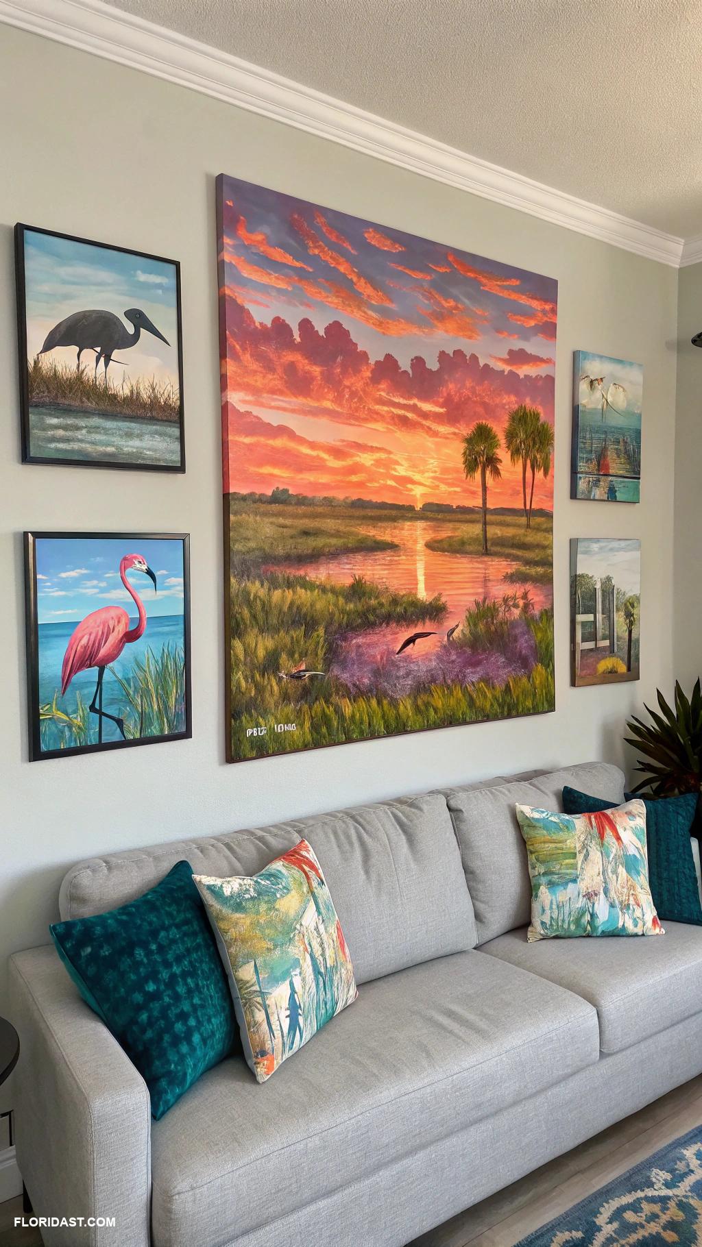 home decor ideas Decorate with local artwork that reflects Florida landscapes or wildlife
