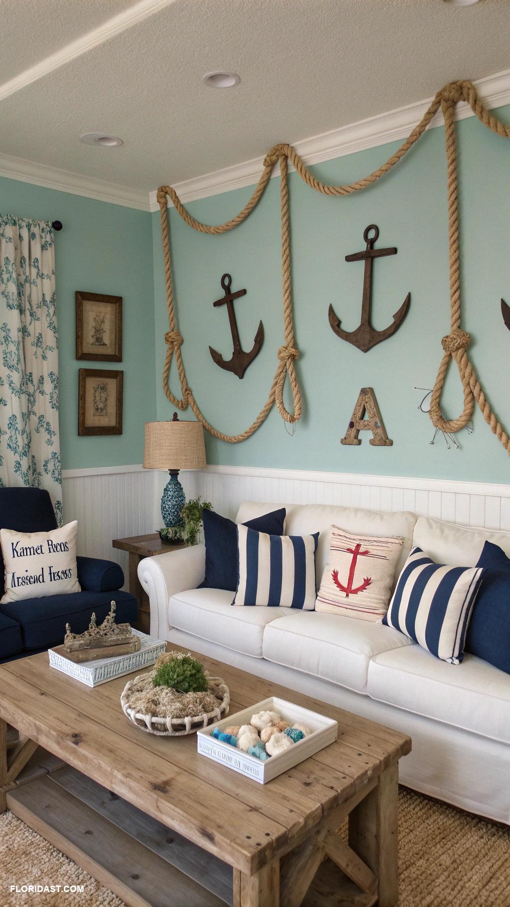 home decor ideas Use nautical themes with decor elements such as ropes anchors and driftwood