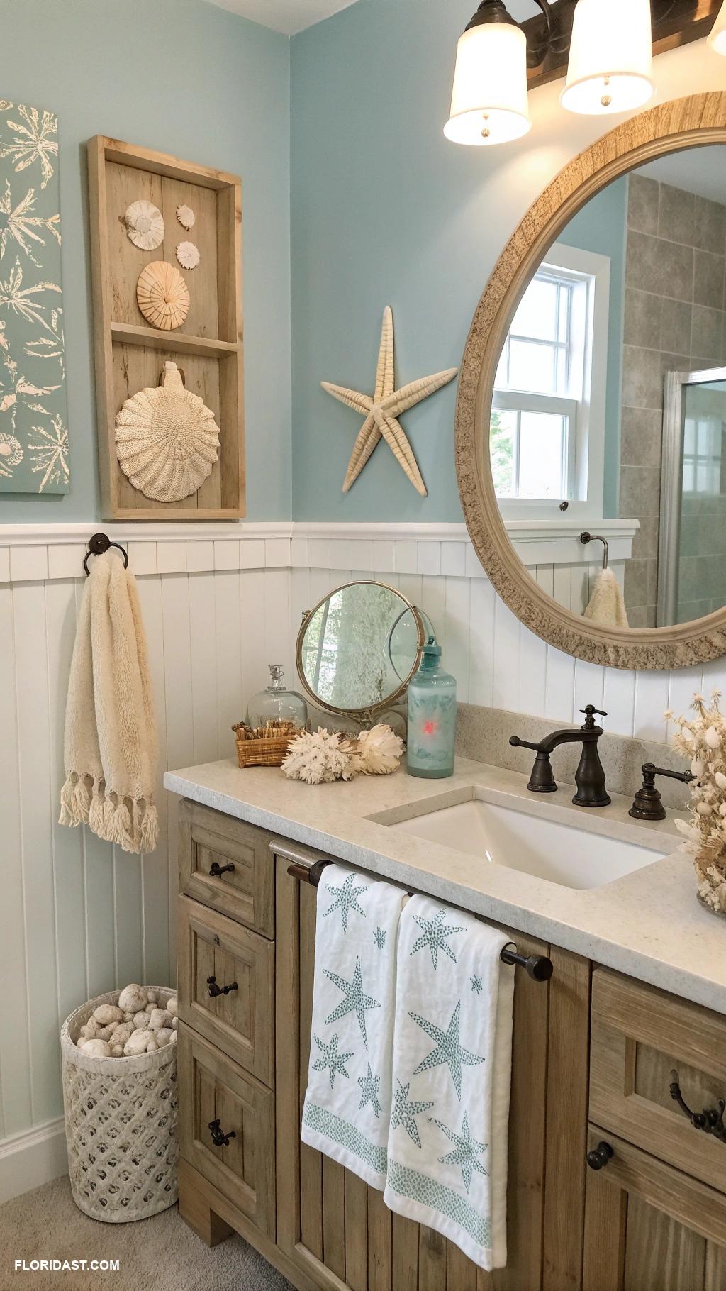 bathroom ideas Coastal beach theme with seashell decor