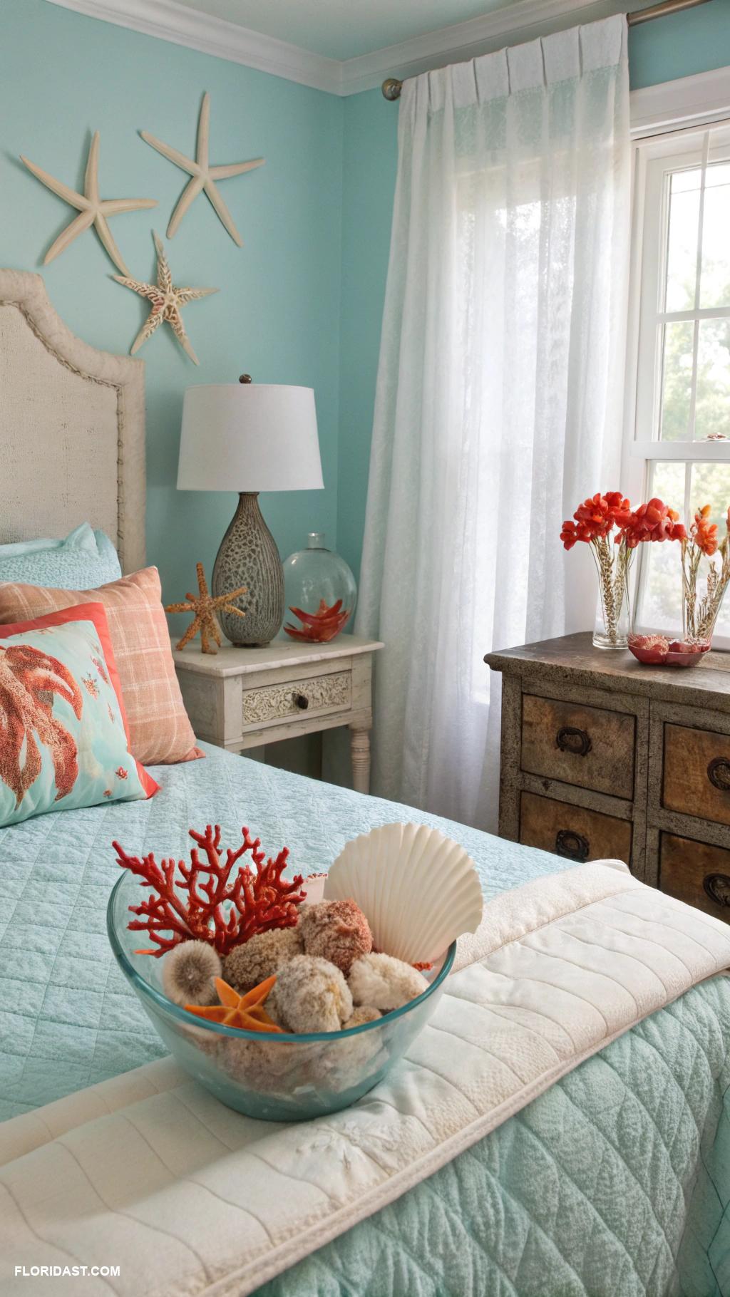 bedroom ideas Sea inspired decor with shells and coral