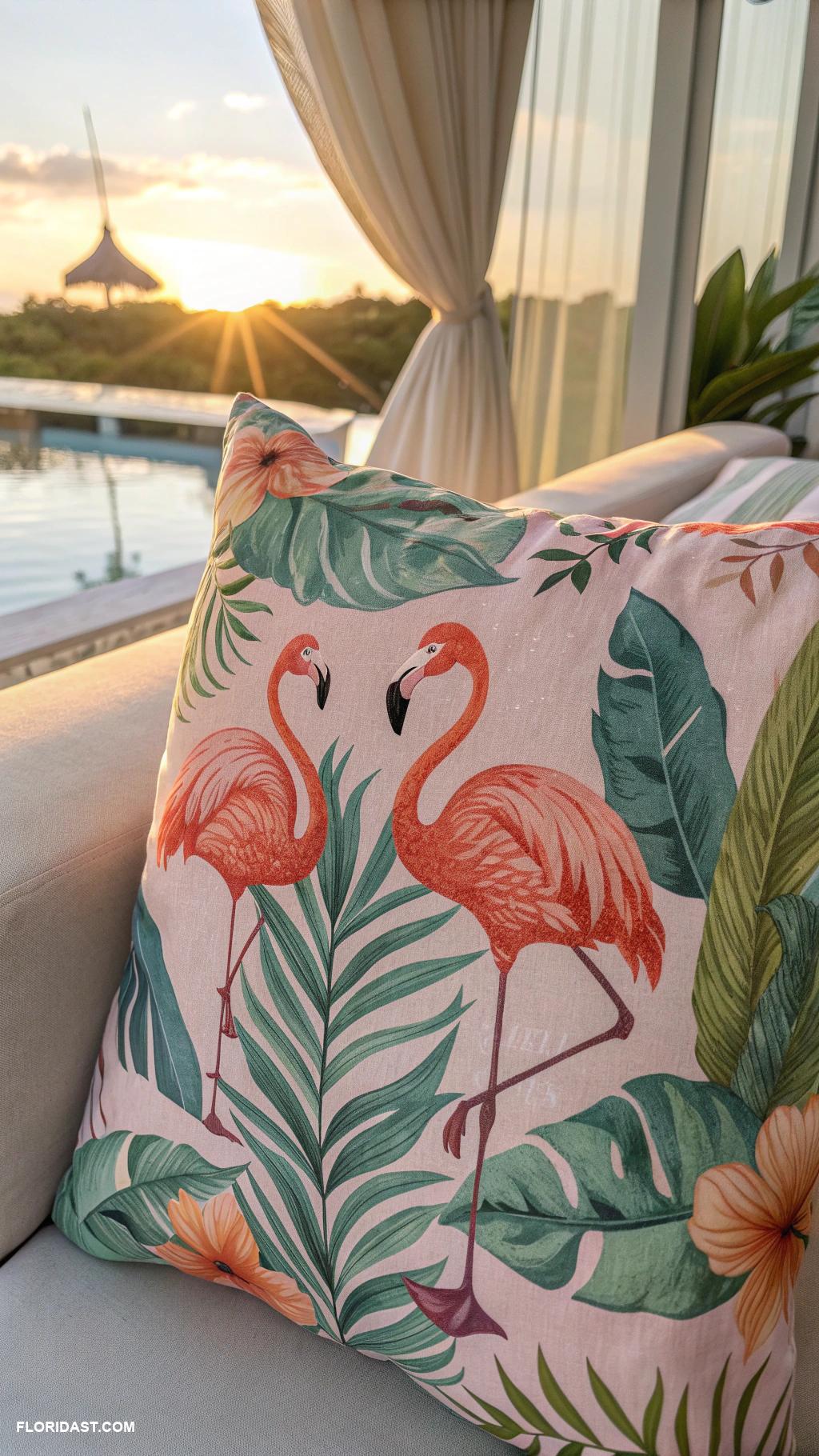 decorating with flamingos Flamingo fabric for throw pillows