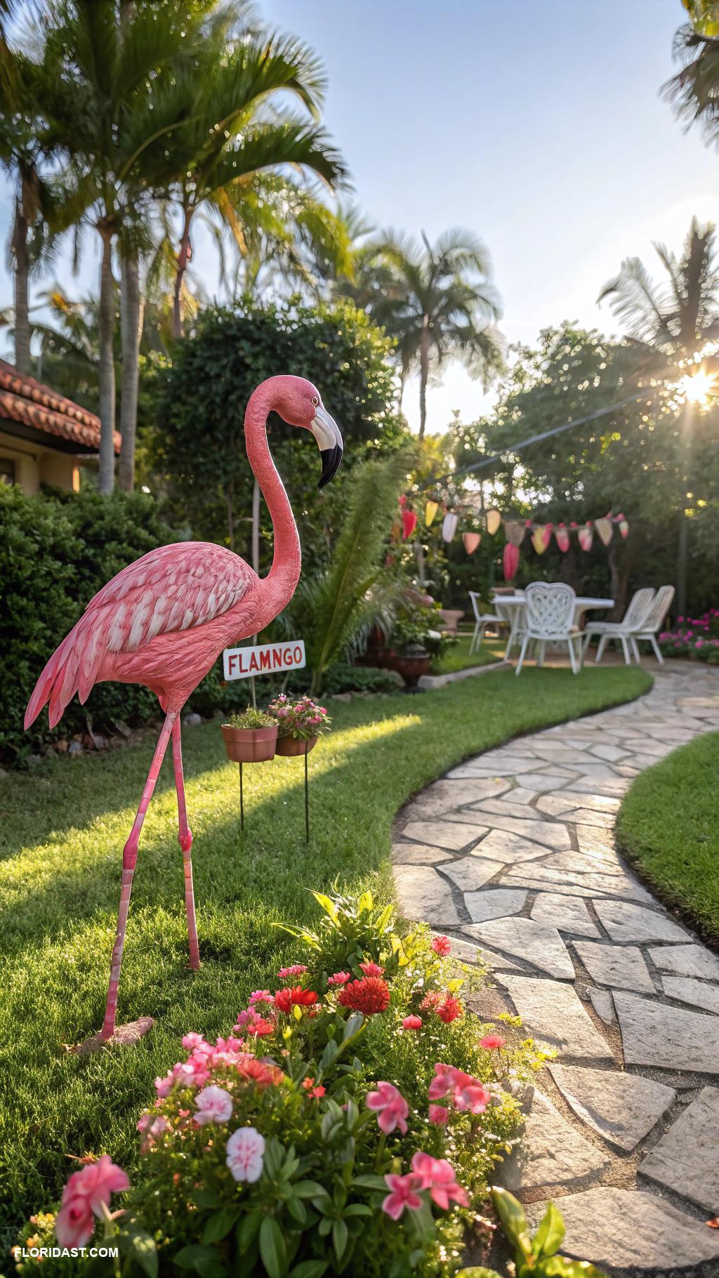 decorating with flamingos Flamingo lawn ornaments for your garden
