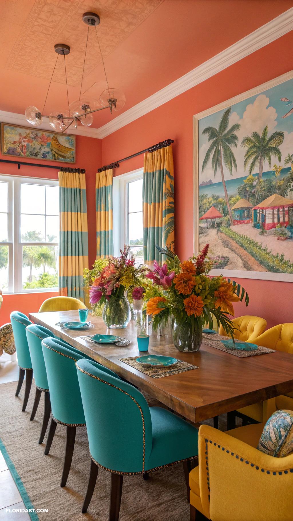 dining room ideas Bright tropical colors for a cheerful vibe