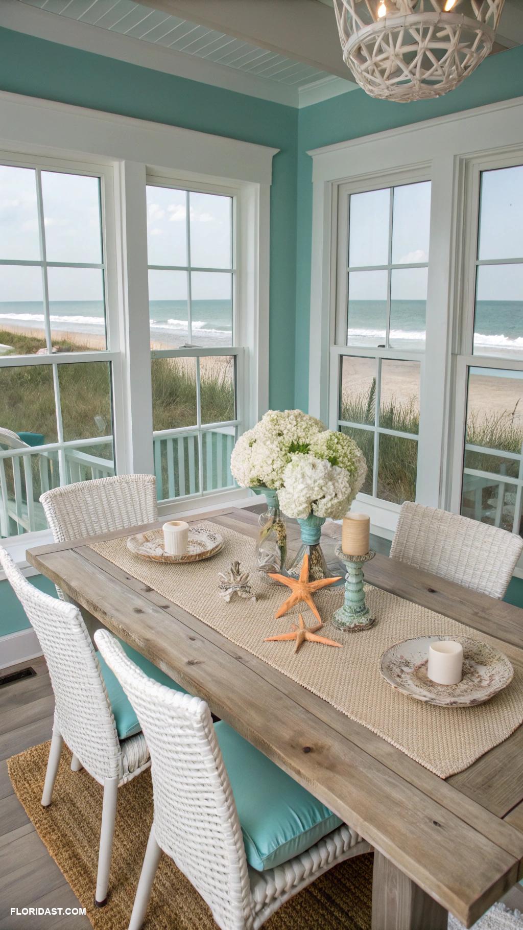 dining room ideas Coastal themed decor with seashell accents
