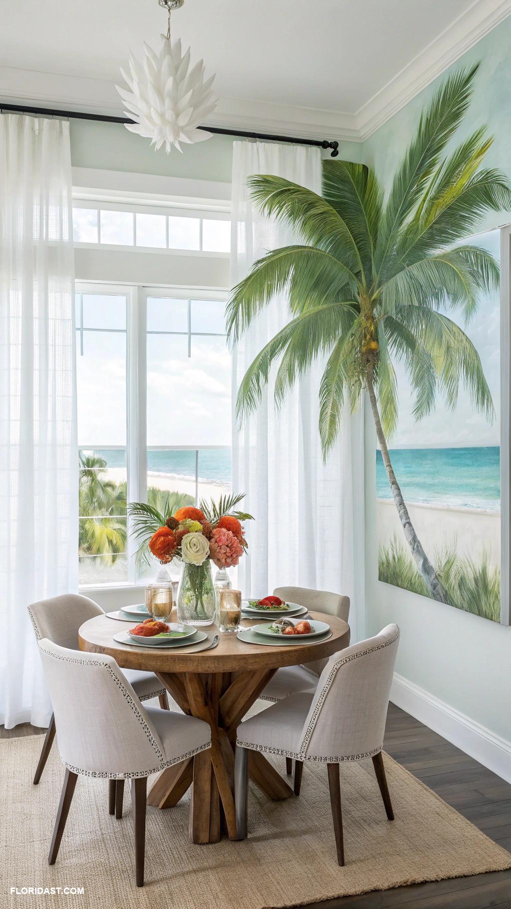 dining room ideas Palm tree artwork on walls