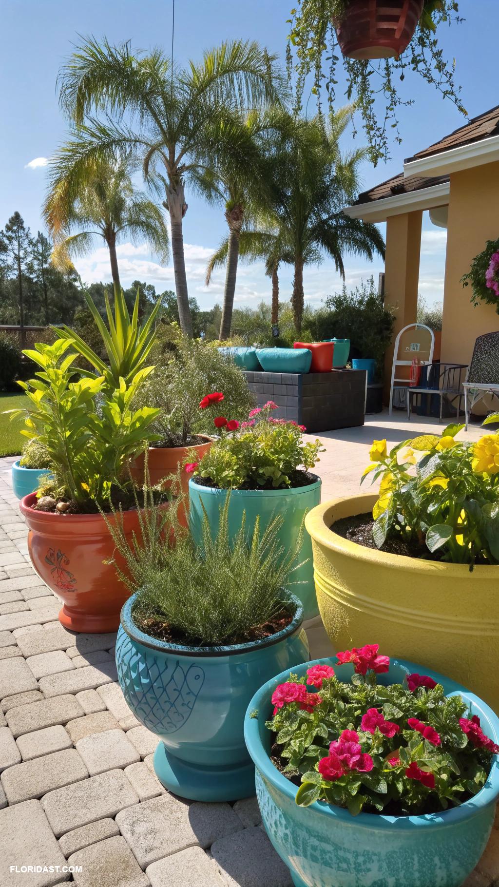 garden ideas Container gardening with colorful pots