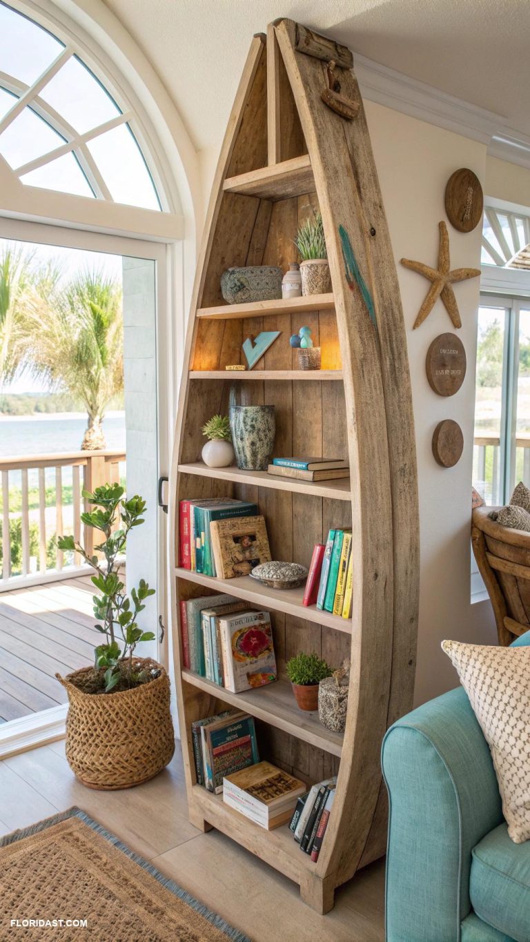 home library ideas Book shelves made from reclaimed driftwood