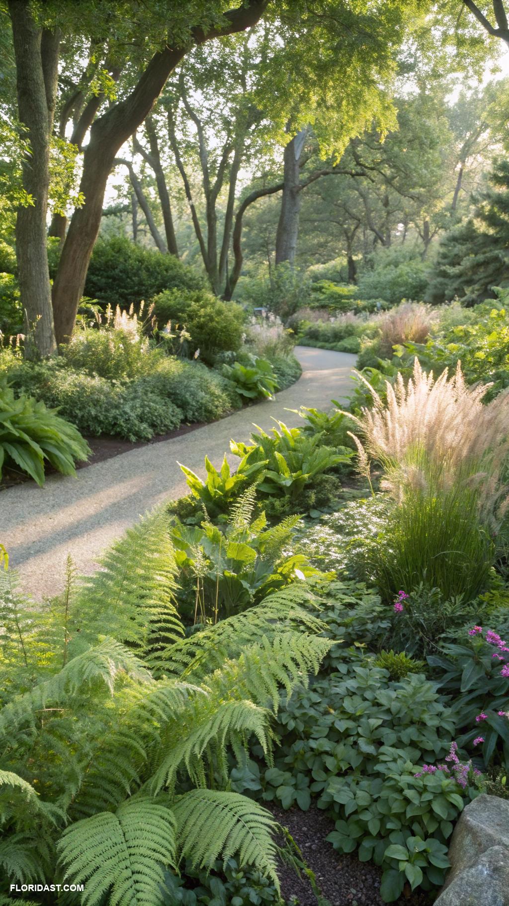 landscaping ideas Create shade gardens using ferns and ornamental grasses for areas with dappled sunlight or heavy shade