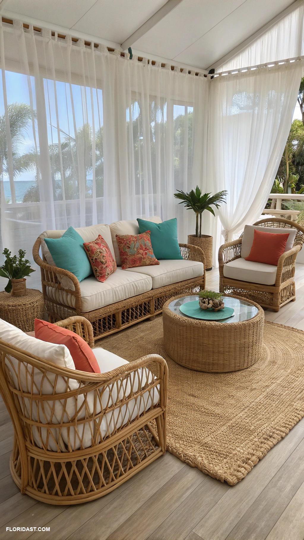 living room ideas Rattan furniture for a beachy feel