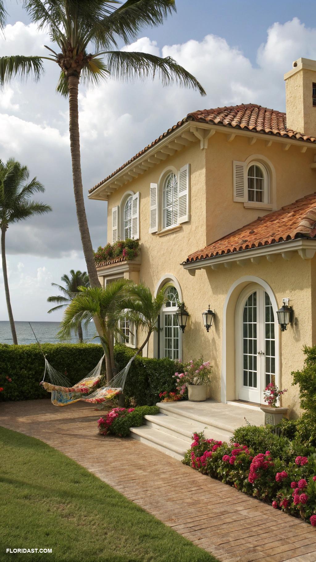 mediterranean style houses Coastal stucco homes with tile roofs