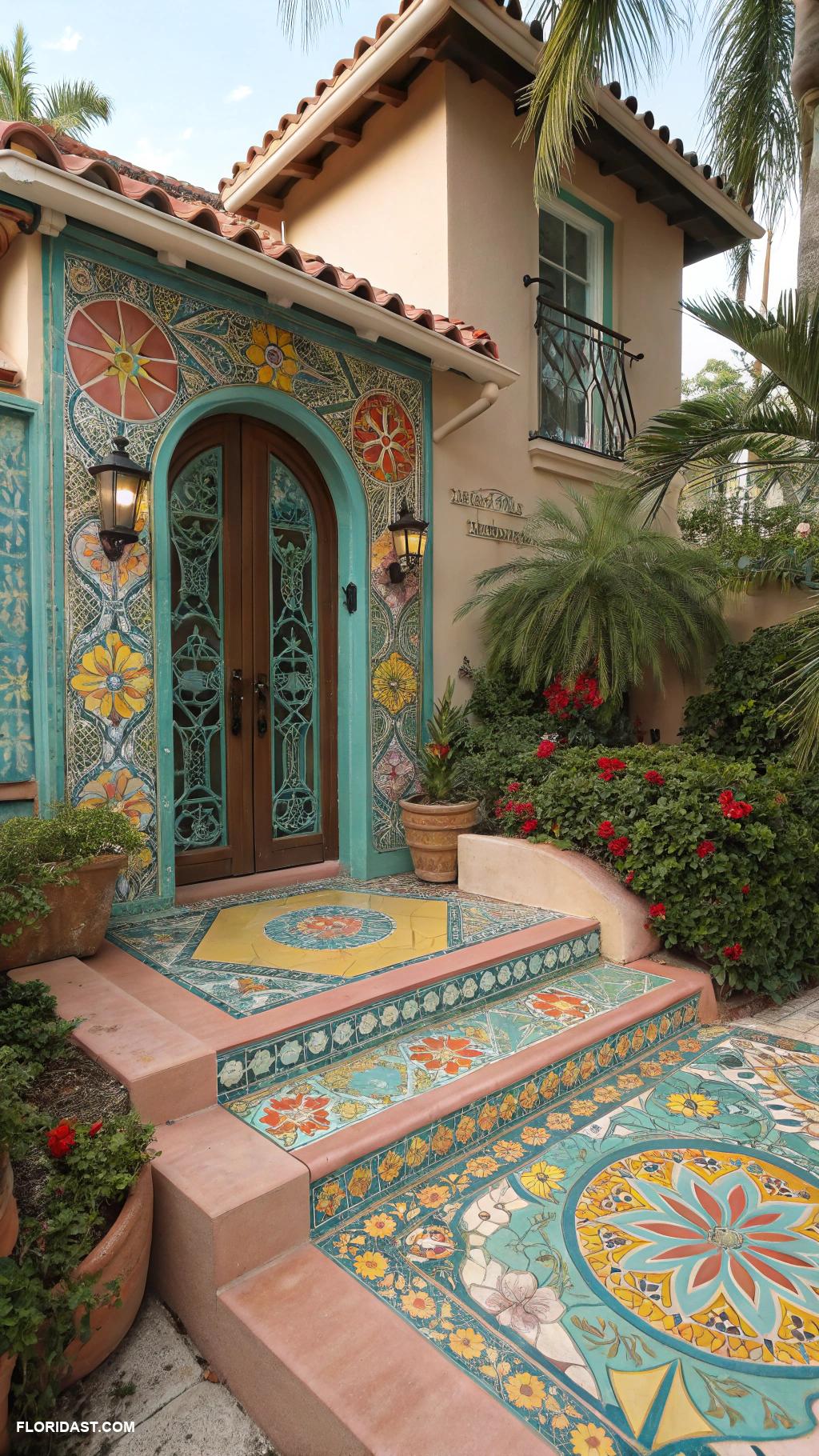 mediterranean style houses Colorful mosaics on entryways