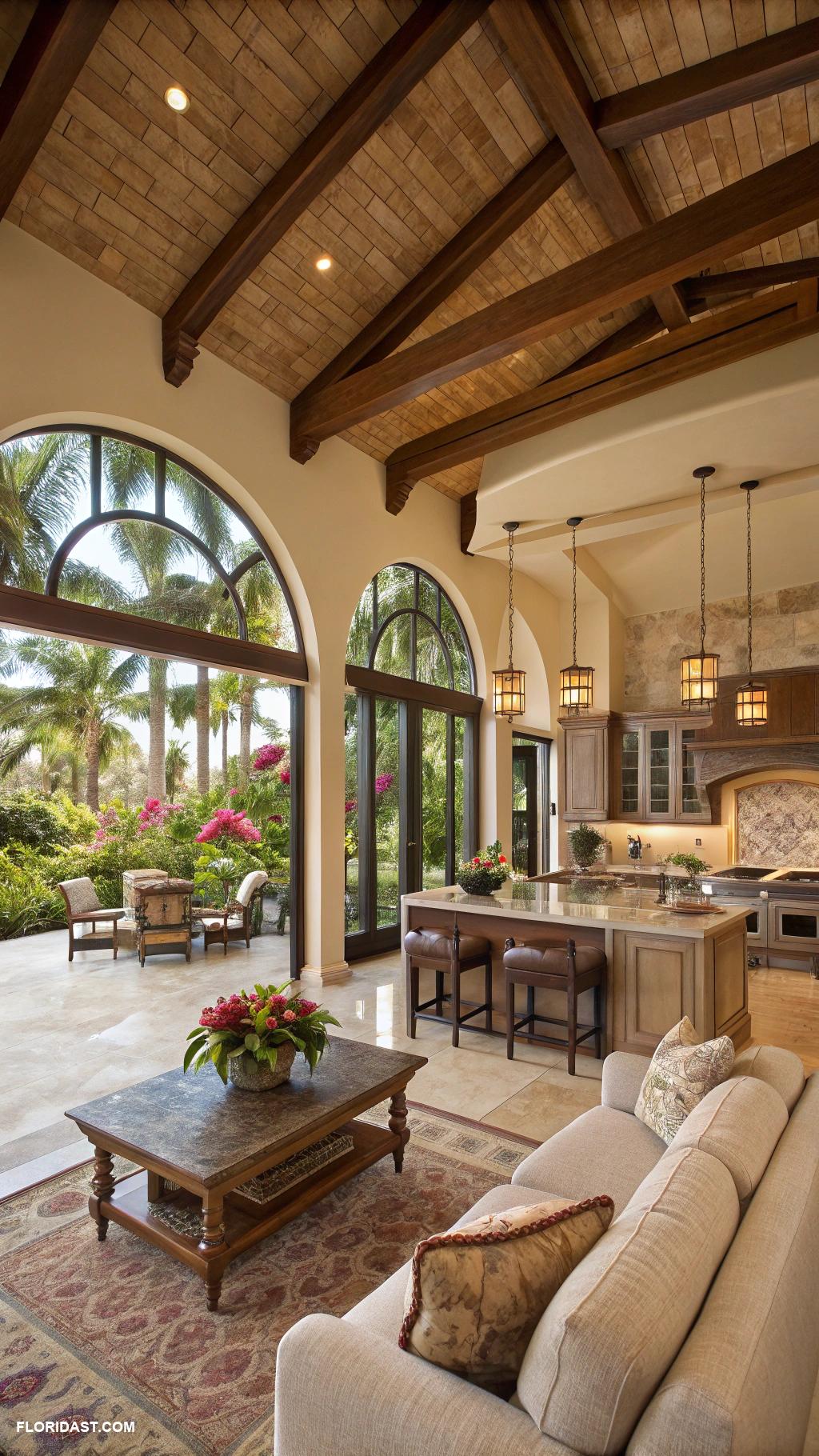 mediterranean style houses Open floor plans with high ceilings