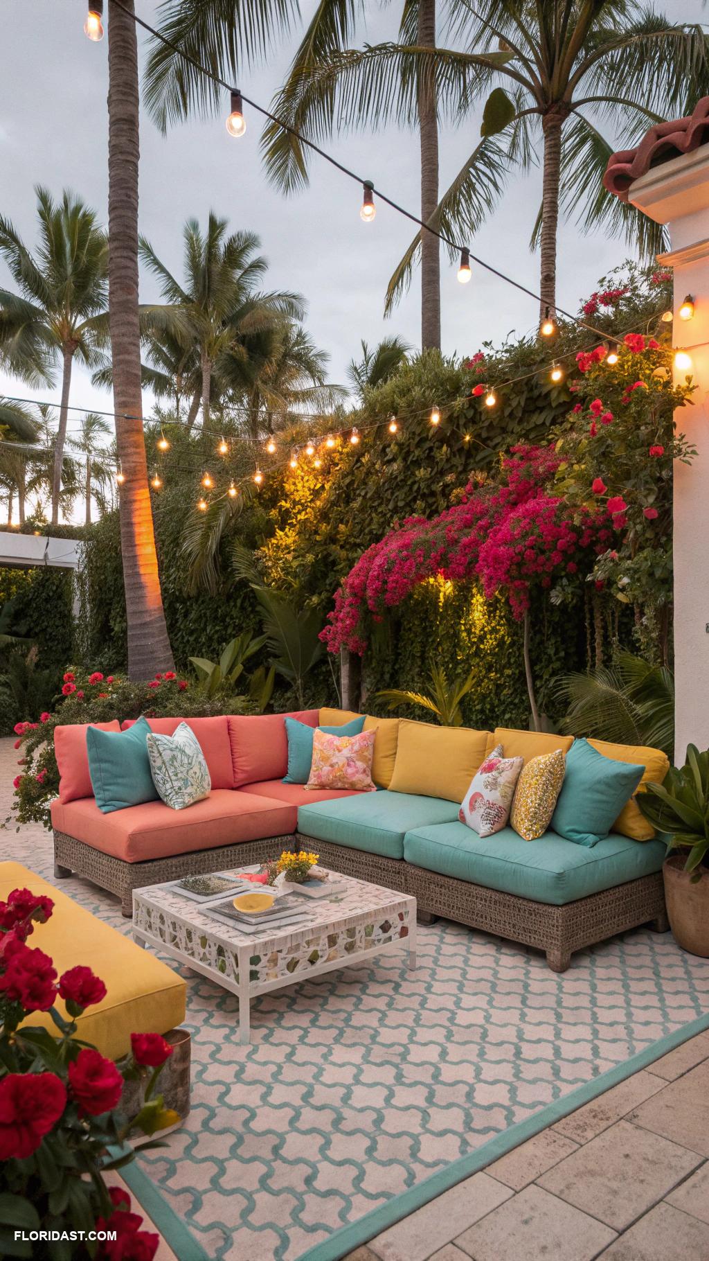 miami style decor Outdoor lounge areas with cushions