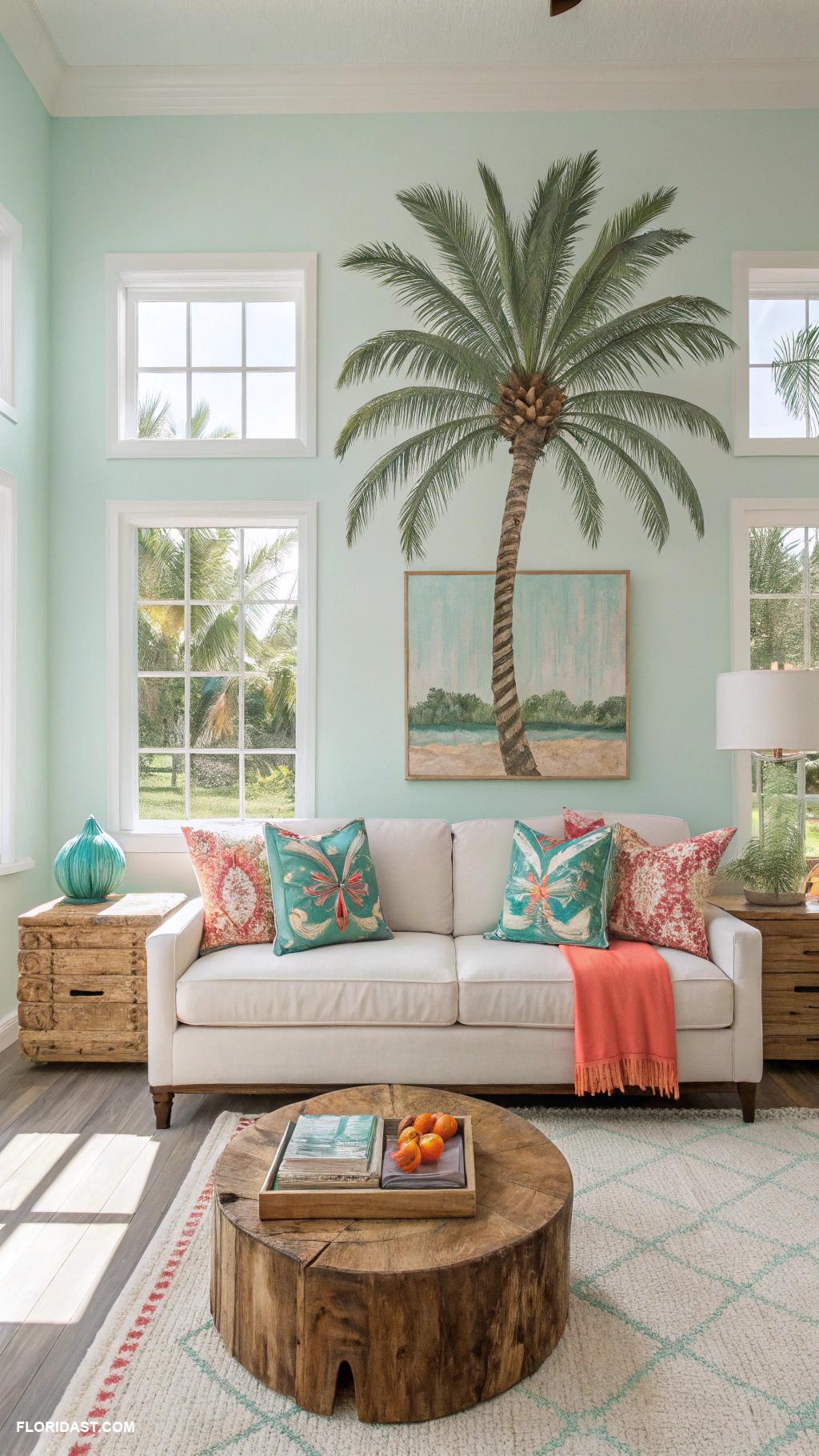 miami style decor Palm tree motifs in decor