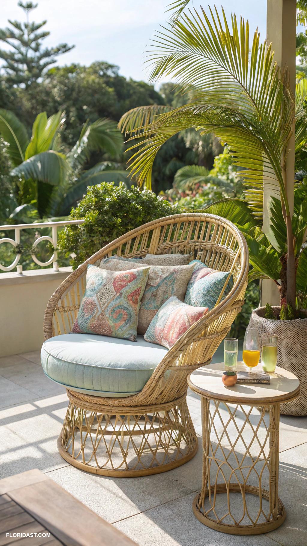 miami style decor Vintage rattan furniture pieces