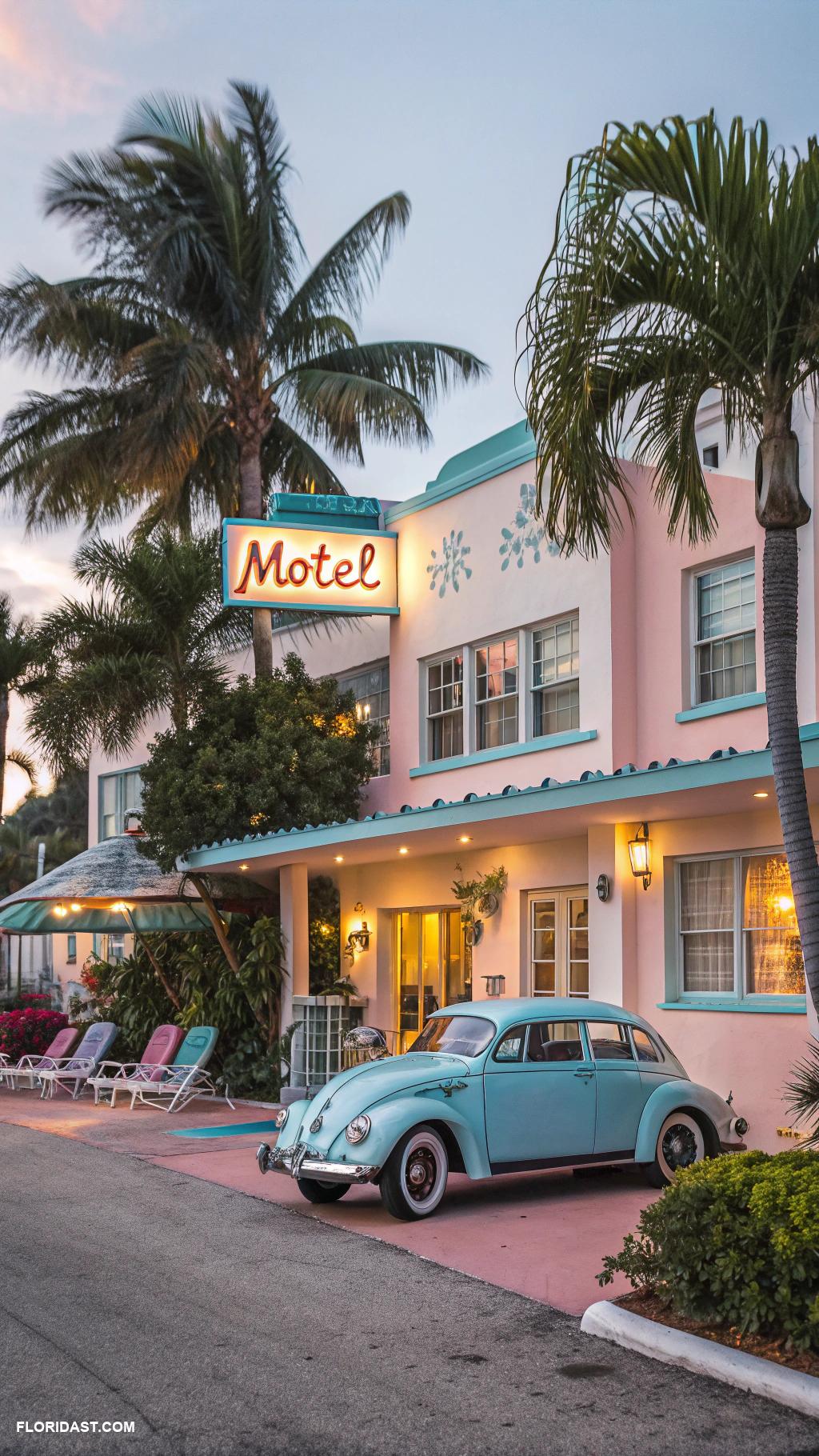old florida aesthetic Retro motels in small beach towns