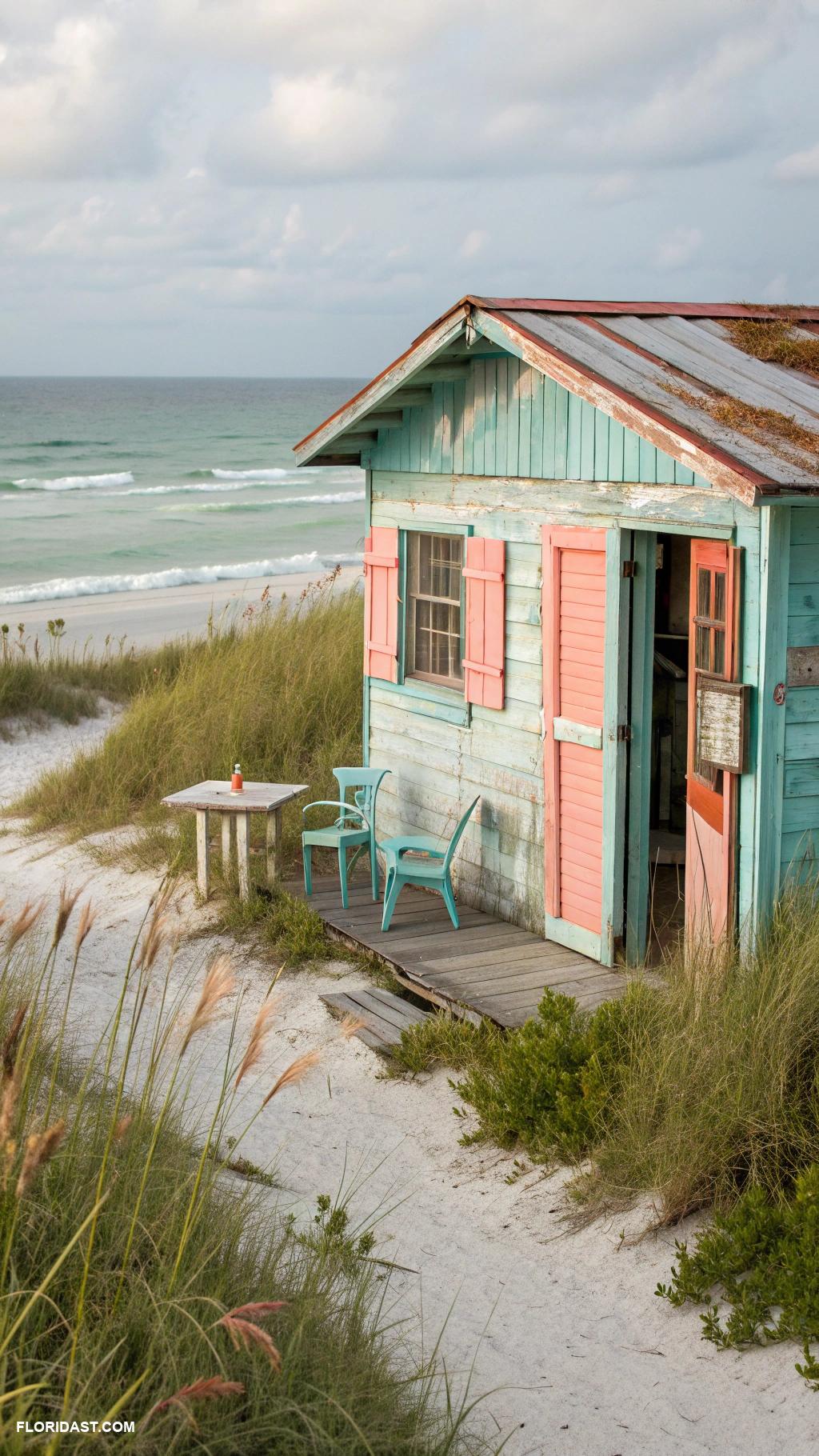 old florida aesthetic Vintage beach shacks along the coast