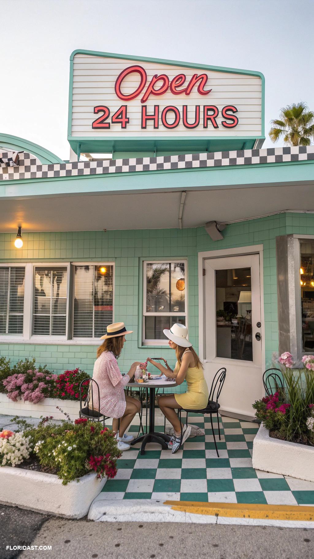 old florida aesthetic Vintage roadside diners in the sunshine