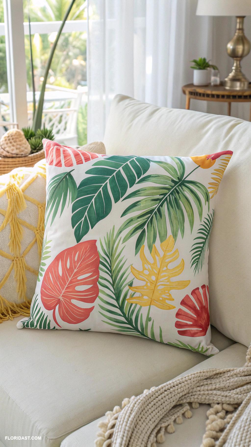 palm beach style home decor Bright tropical throw pillows