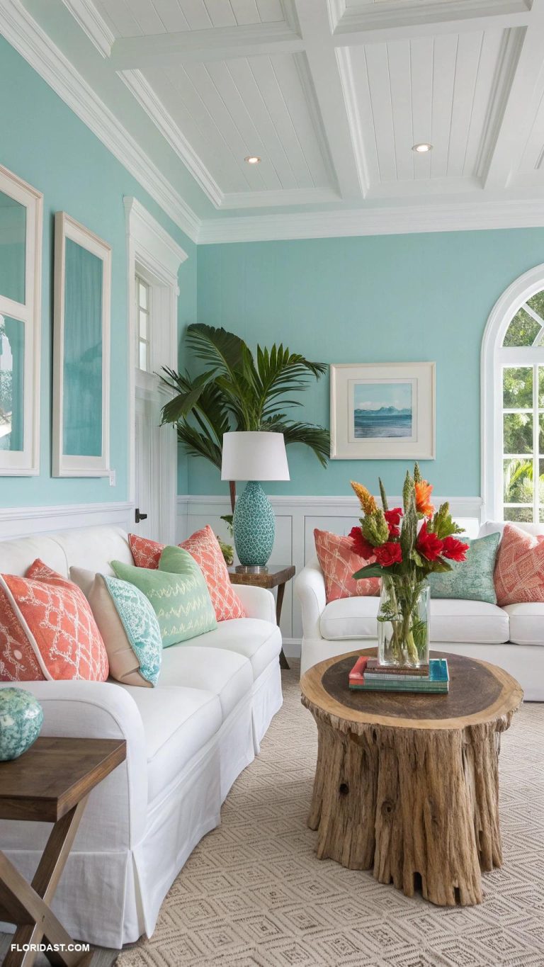palm beach style home decor Ocean blue accent walls