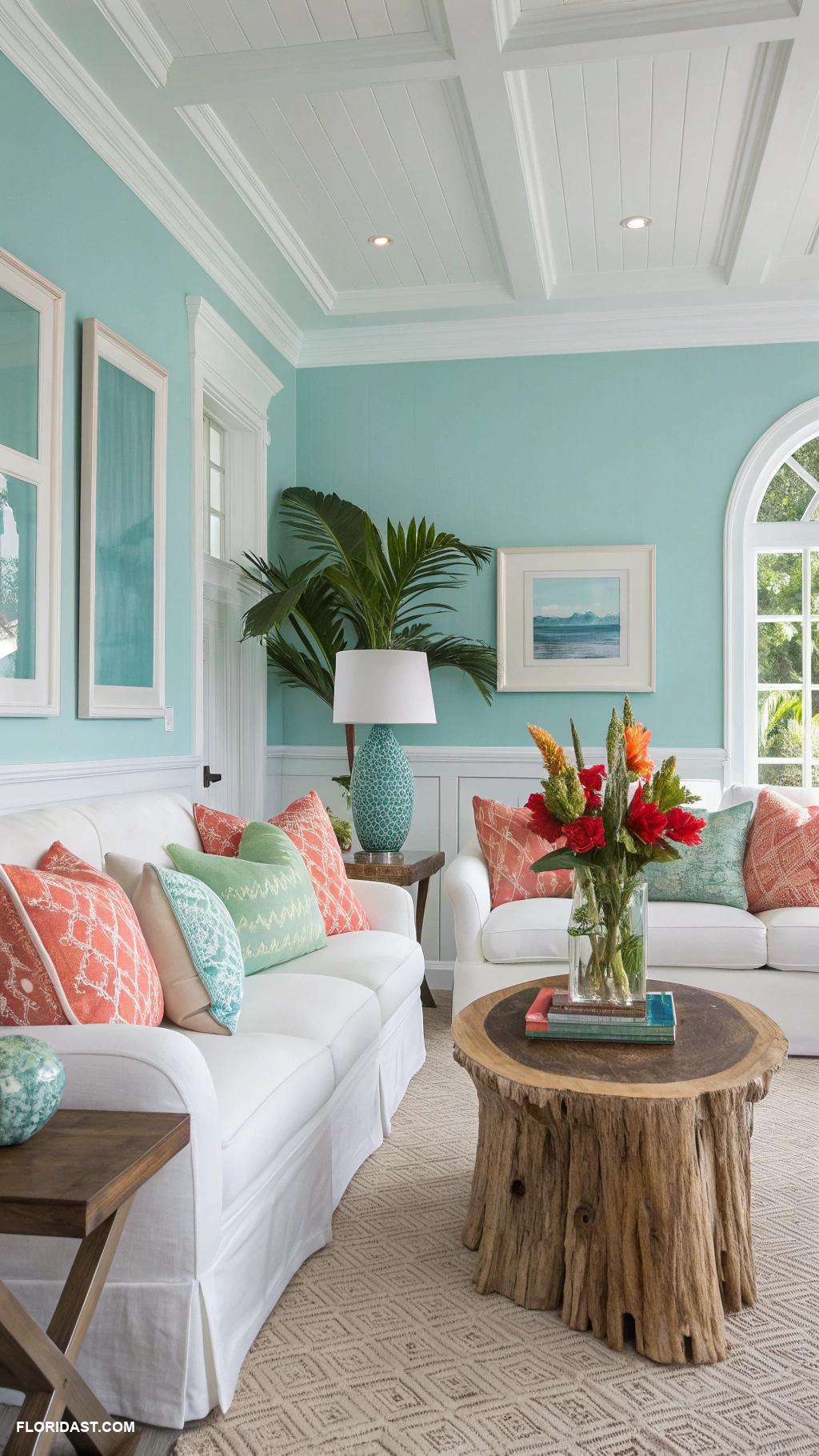 palm beach style home decor Ocean blue accent walls