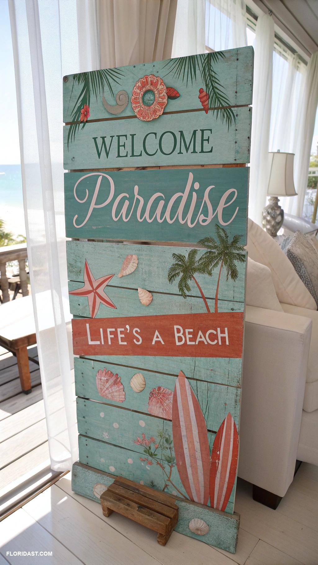 palm beach style home decor Vintage beach signs decor