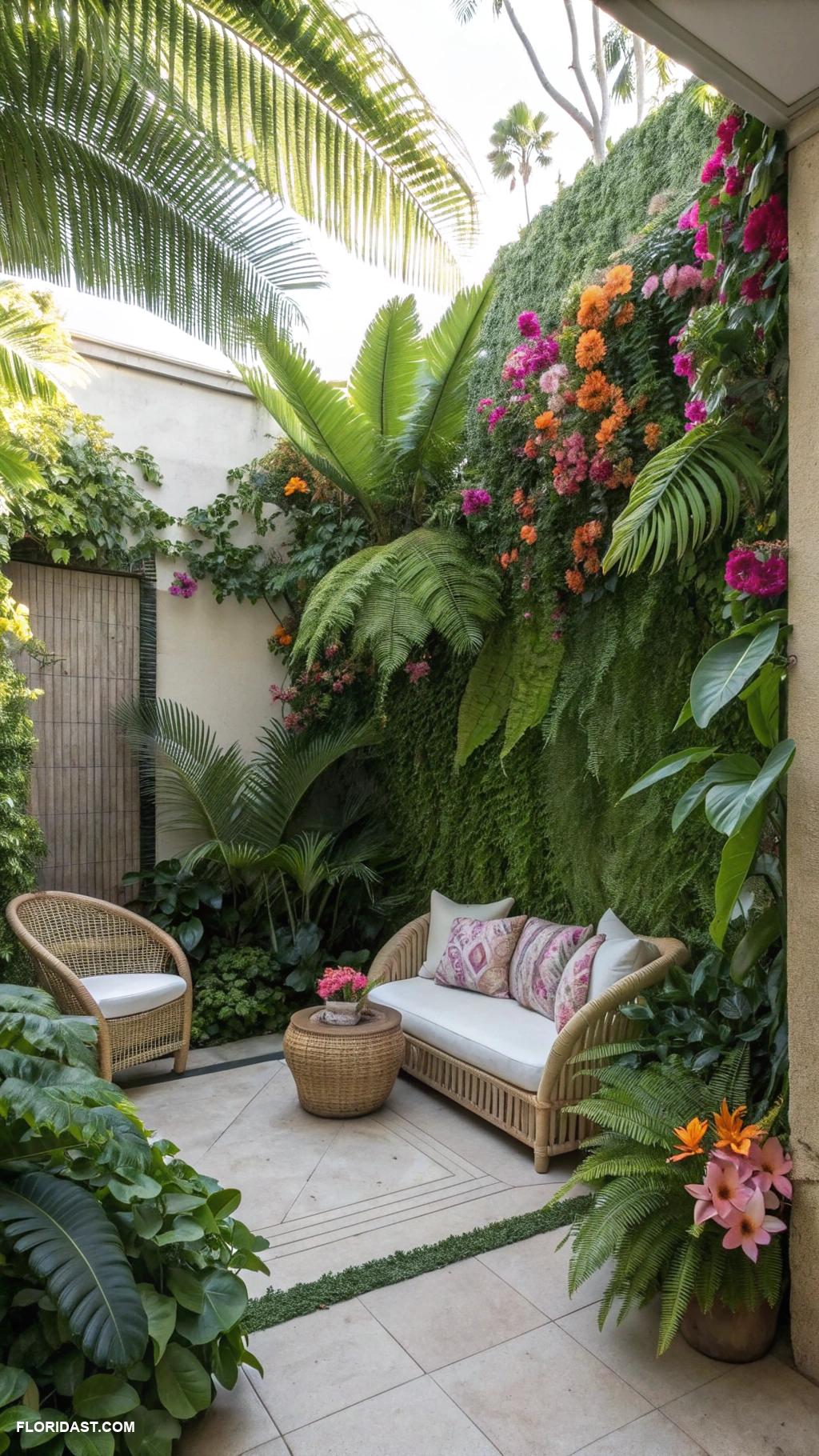 patio ideas Lush greenery walls for a tropical feel