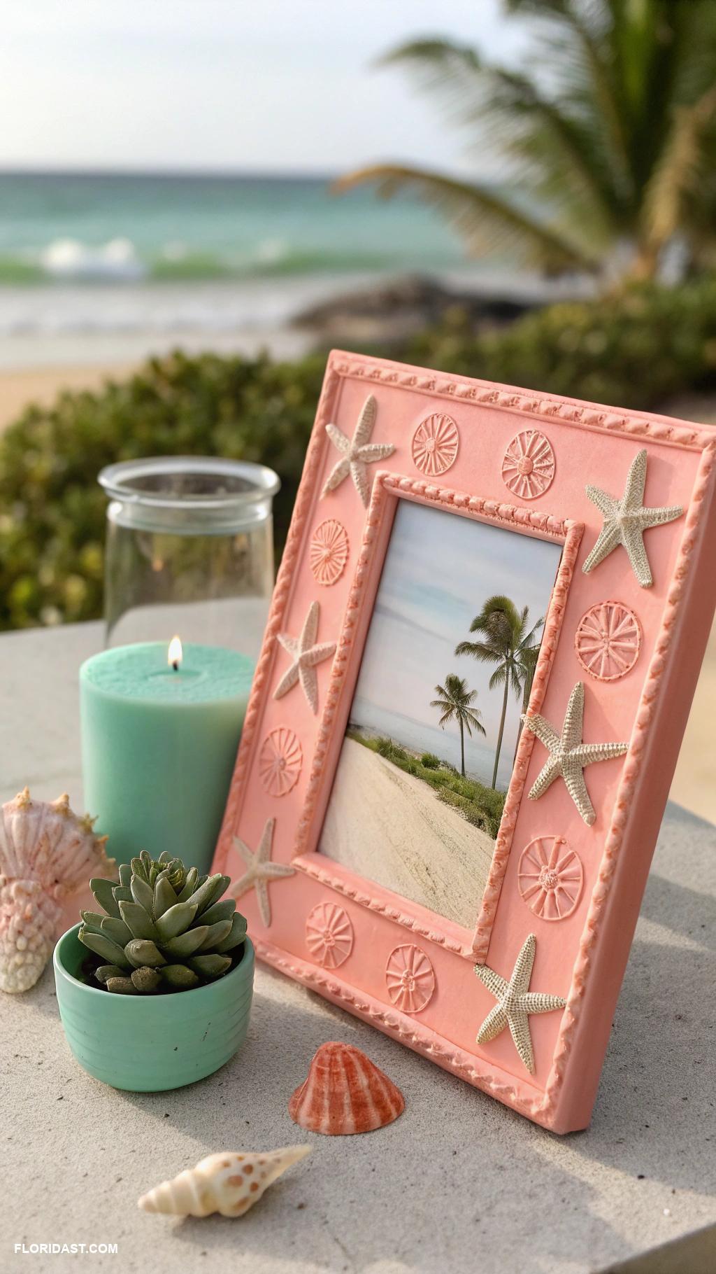 pink and green home decor ideas Coral pink beach themed photo frames