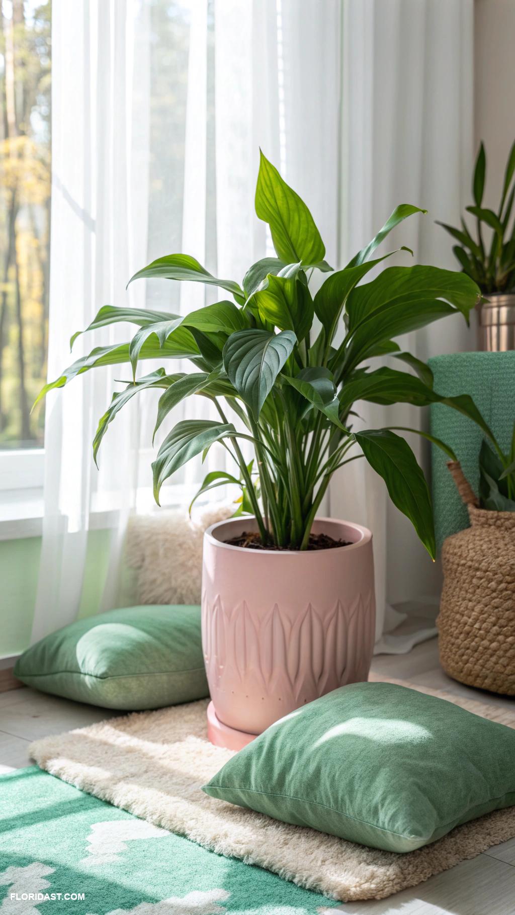 pink and green home decor ideas Lush green indoor potted plants