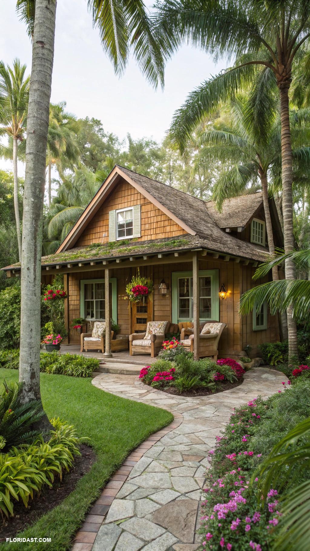 rural country homes Cozy cottage surrounded by lush greenery