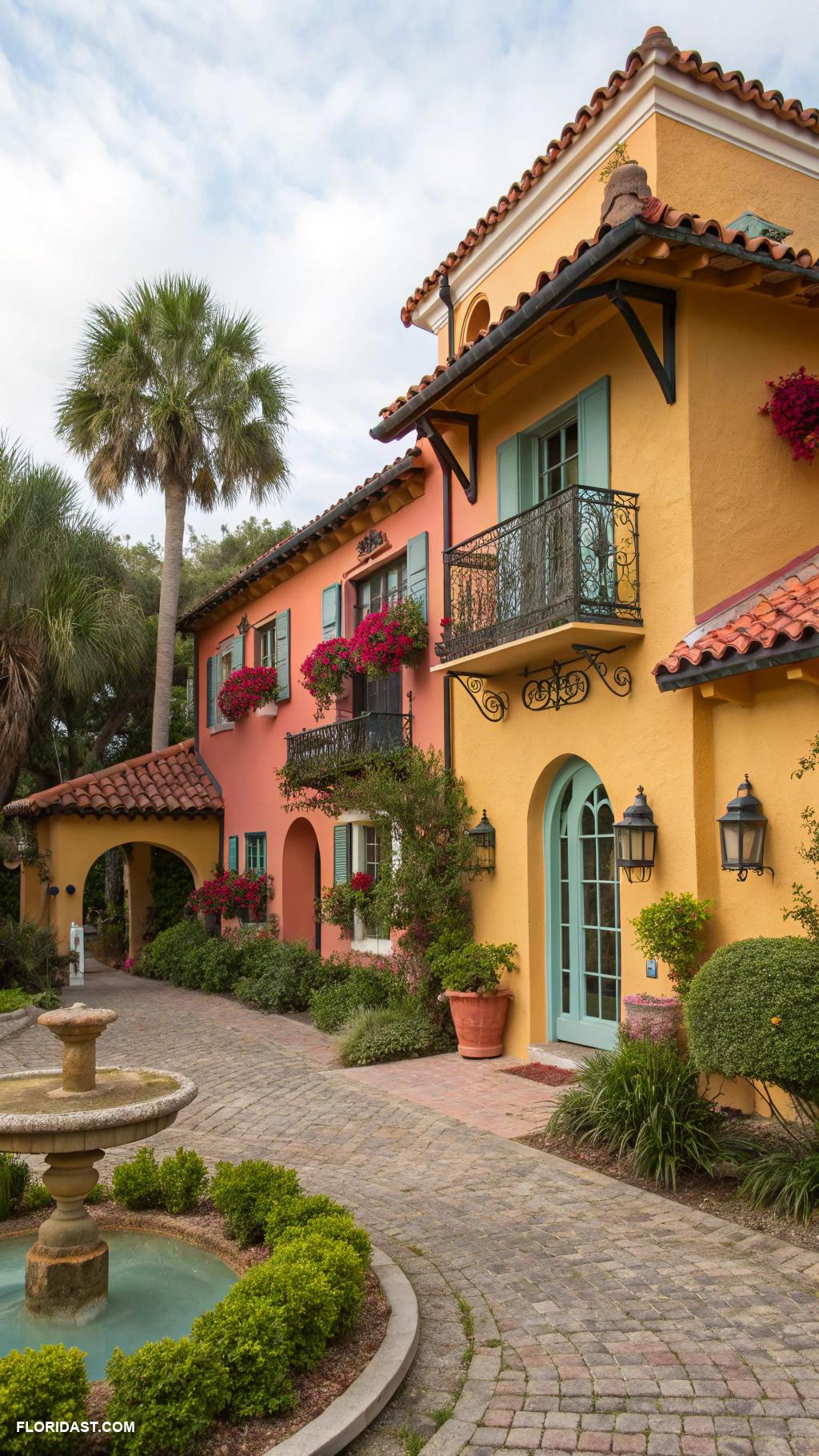 spanish style houses Colorful stucco homes in St Augustine