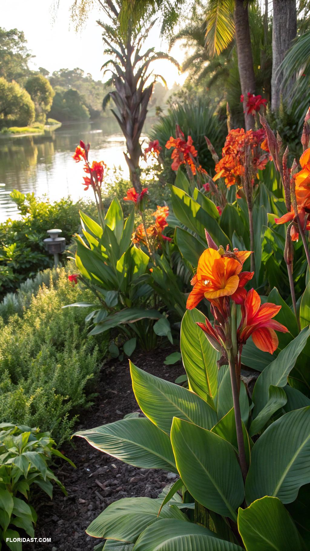tropical plants Canna lilies create bold garden contrasts