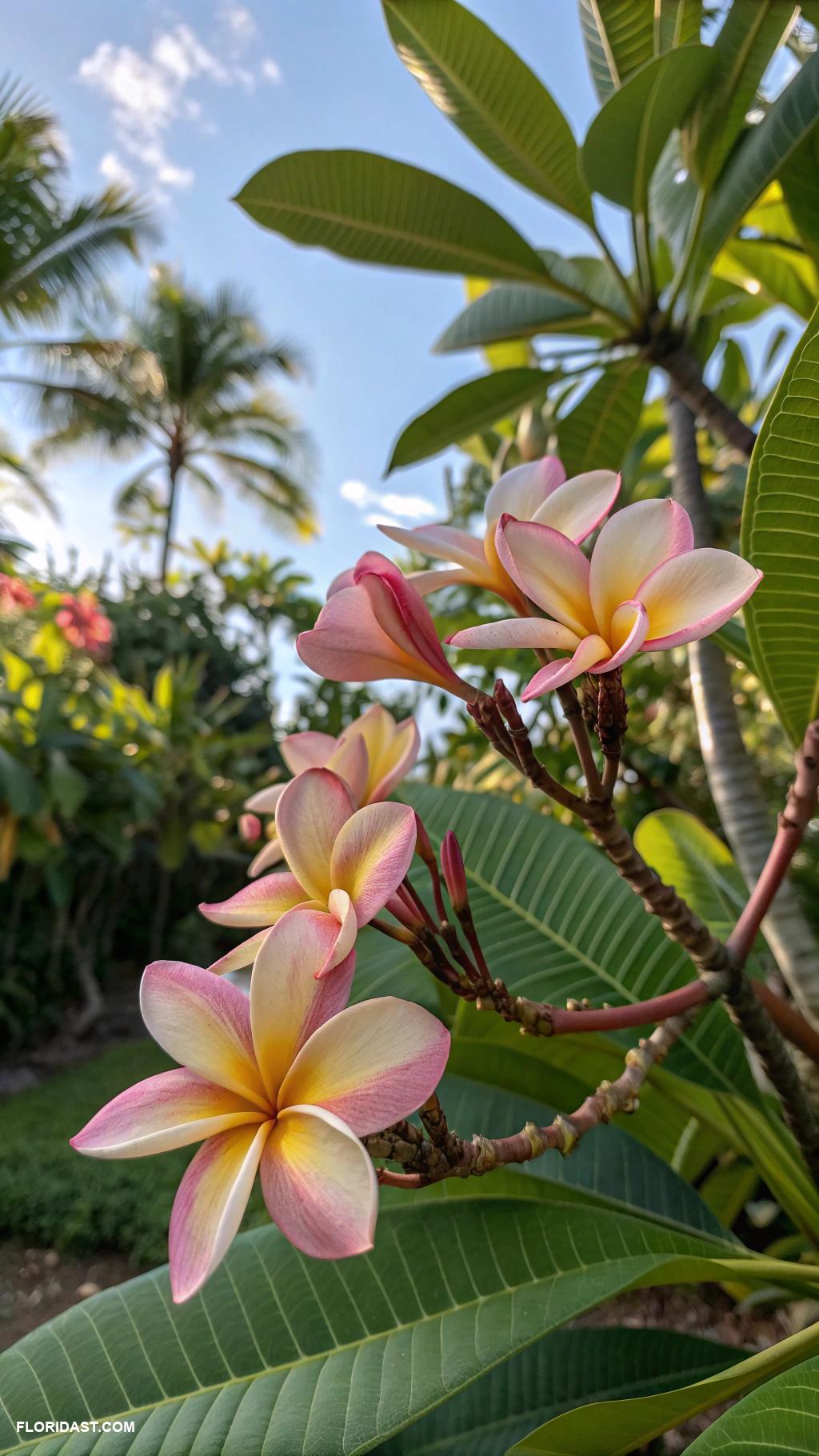 tropical plants Plumeria scents the air with sweet fragrance