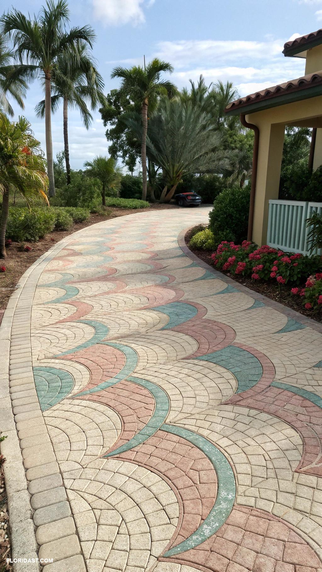 driveway ideas Paver stones with unique patterns