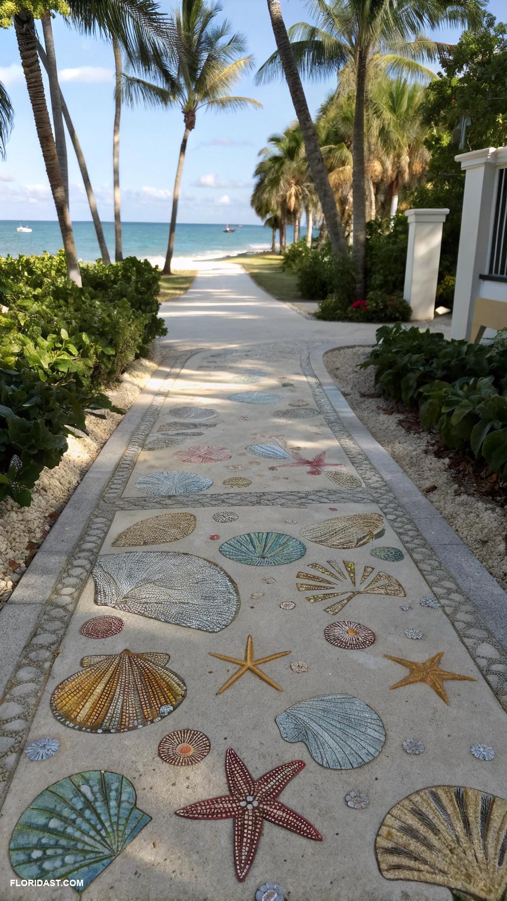 driveway ideas Seashell inlays for a coastal feel
