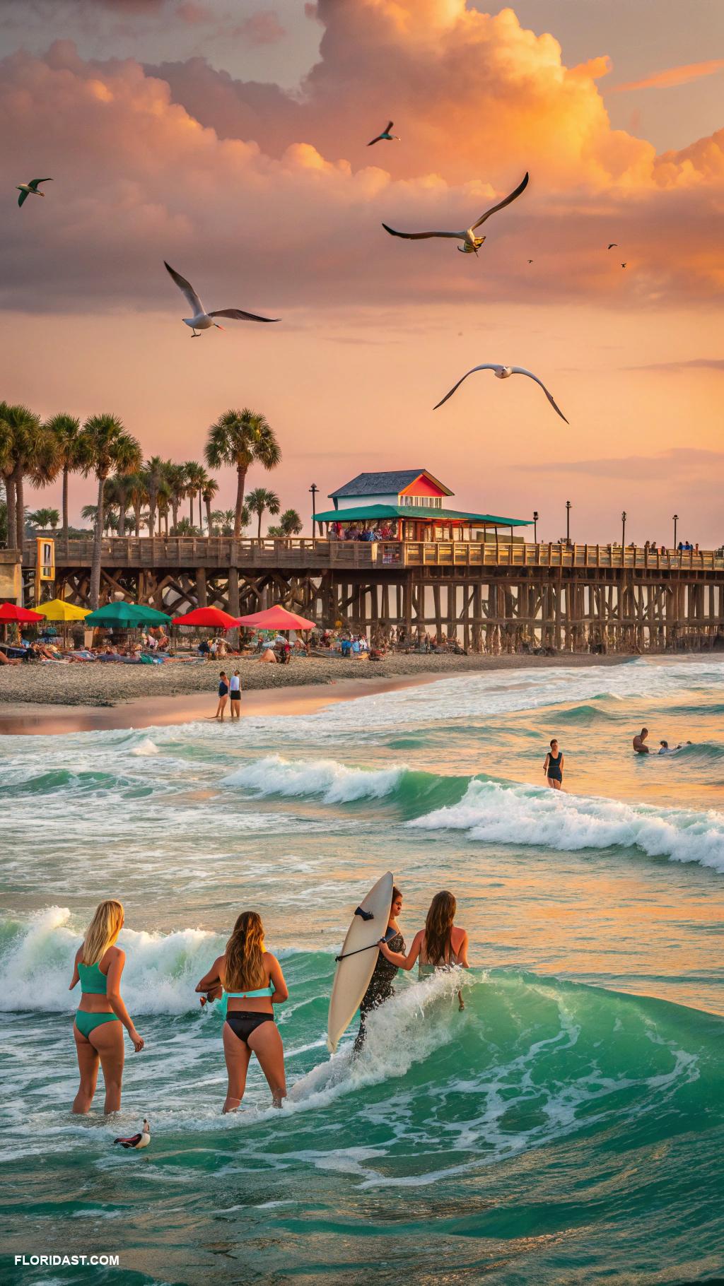 famous florida coasts Cocoa Beach surfing and lively pier attractions