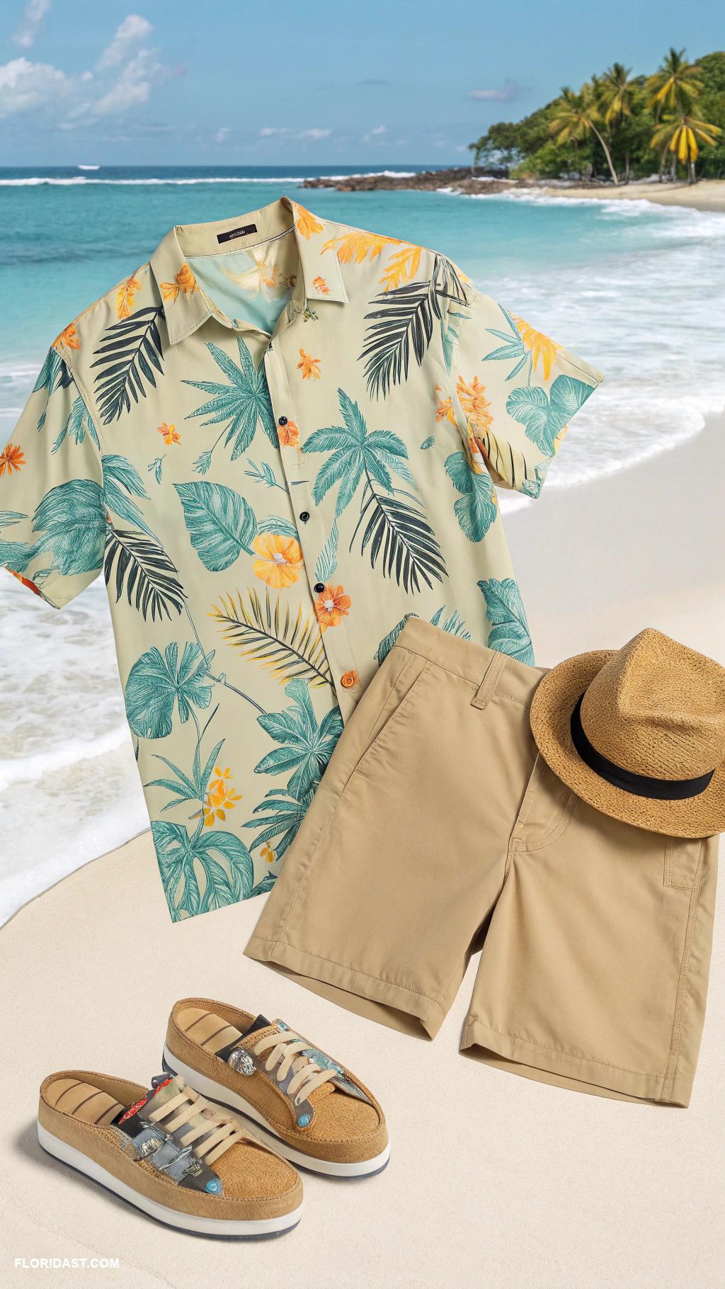 florida outfits for men Lightweight button up shirt with shorts