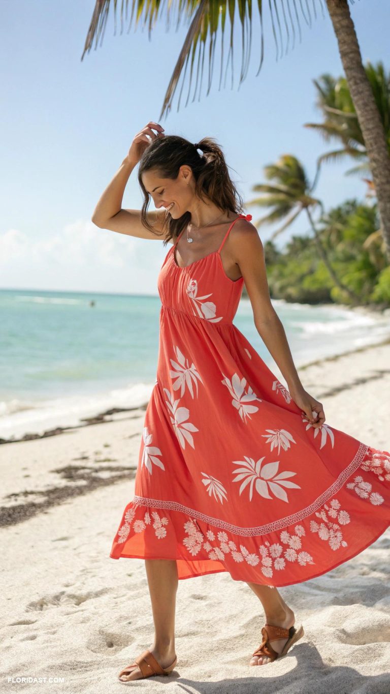 florida outfits for women Lightweight sundress with sandals