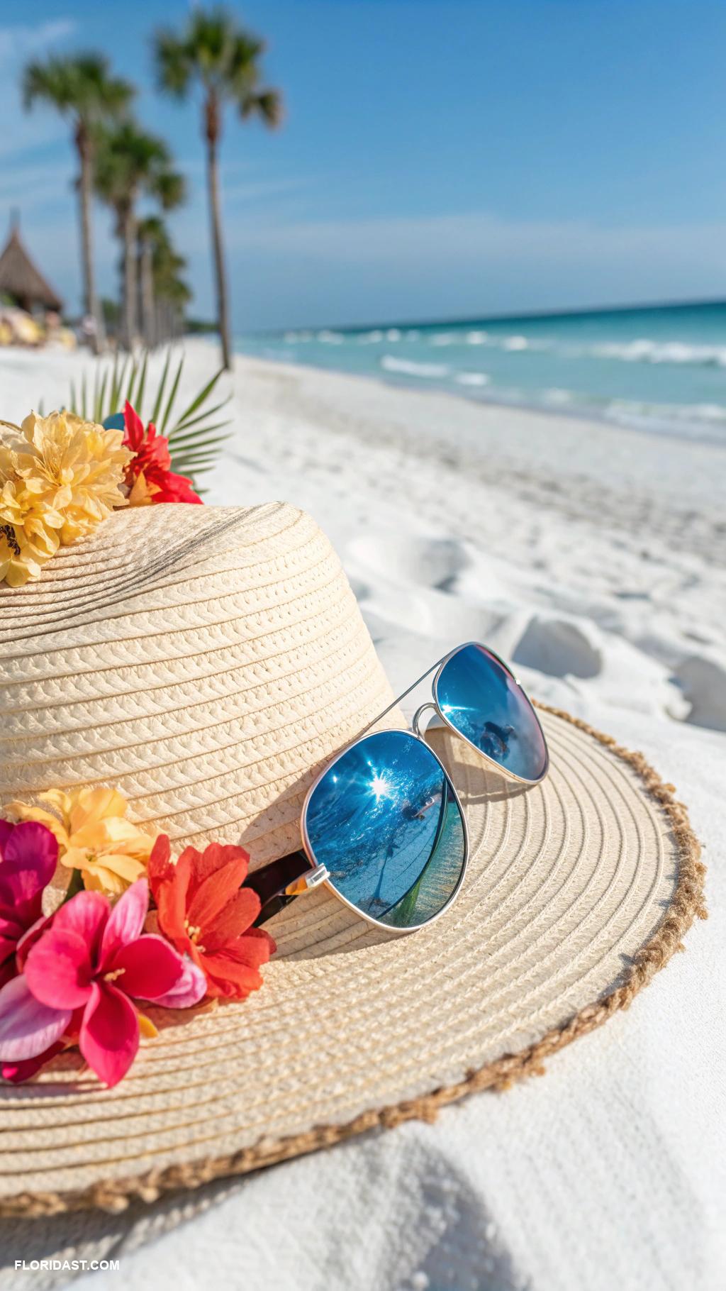 florida outfits for women Straw hat and oversized sunglasses