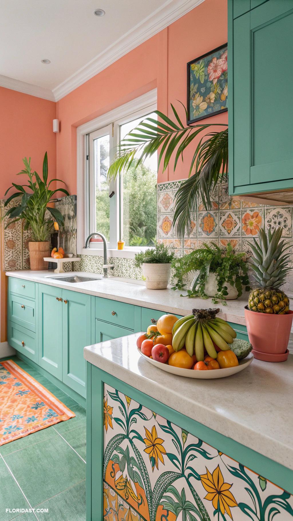 kitchen ideas Incorporate tropical colors and patterns