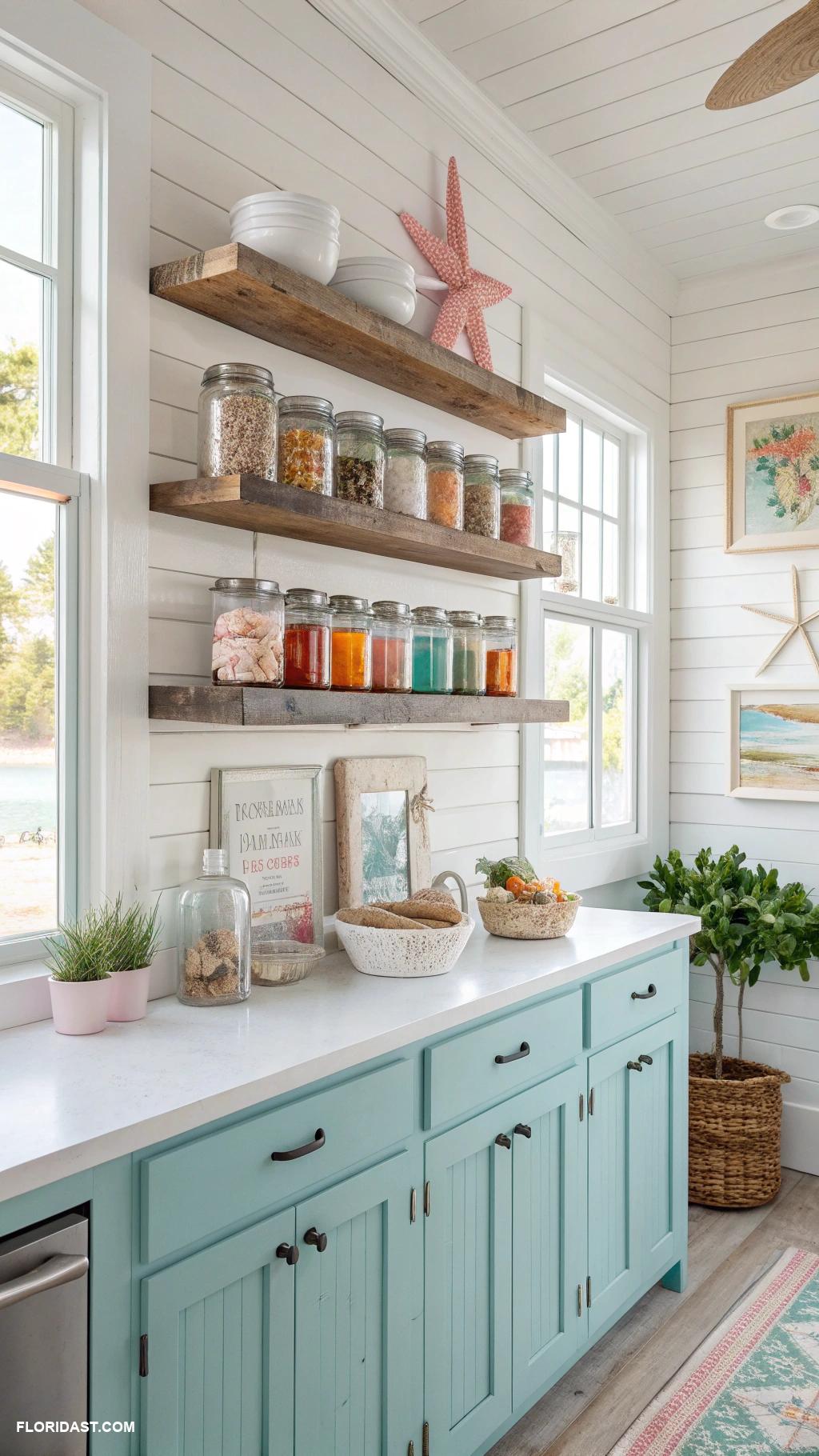 kitchen ideas Install open shelving for beachy vibes