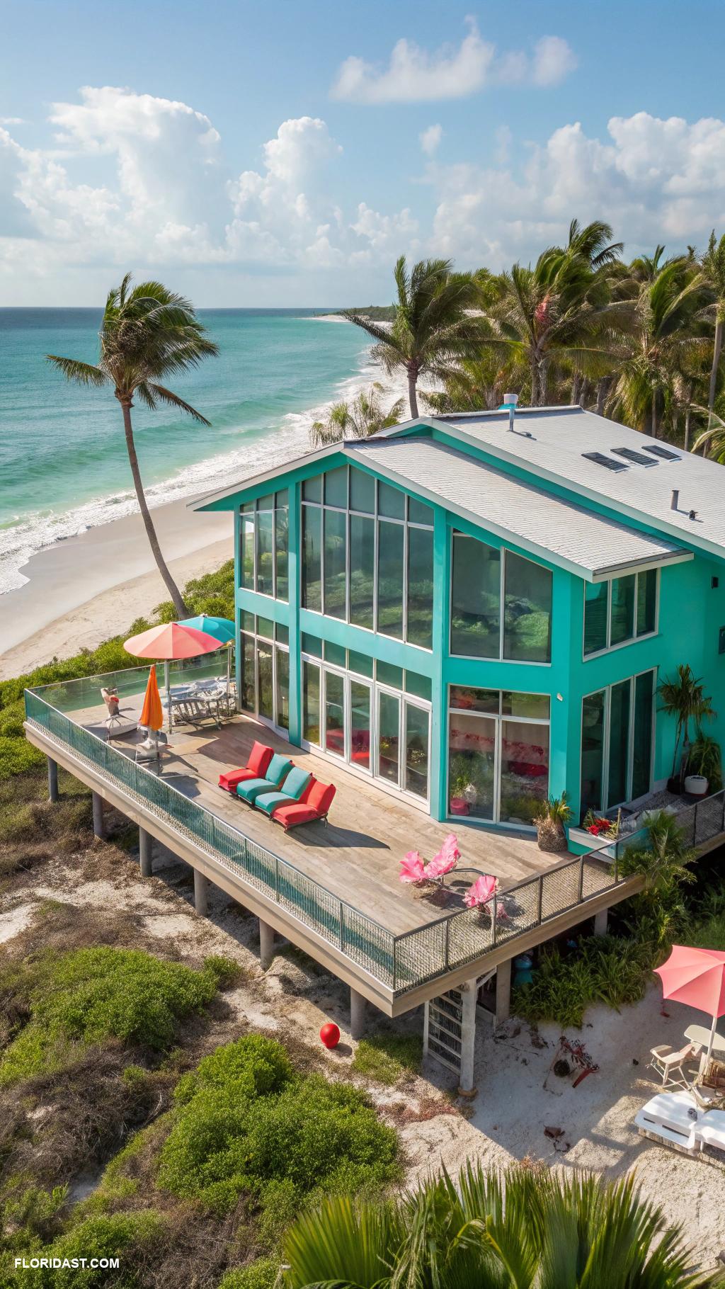 modern beach homes Bright colors and open spaces