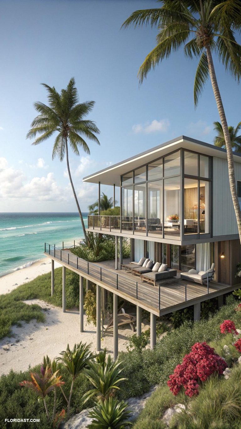 modern beach homes Stilted home for flood resilience