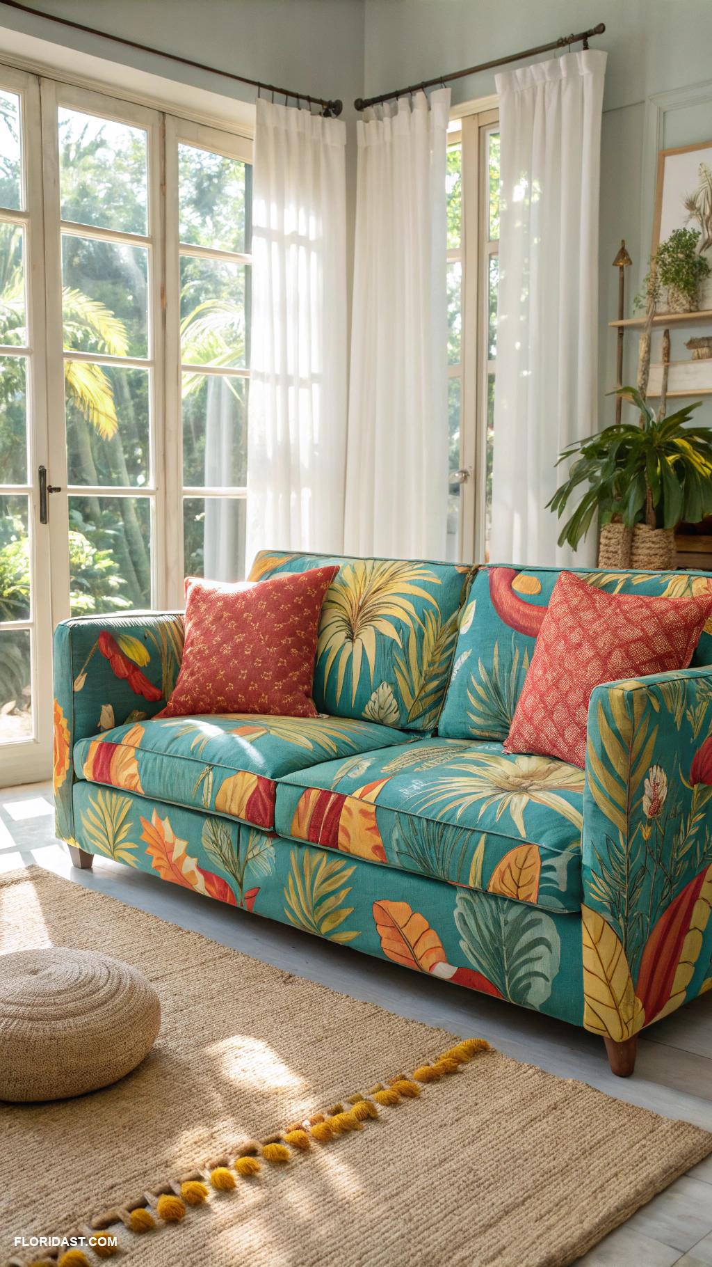 modern miami interior design Bright patterned fabrics for lively accents