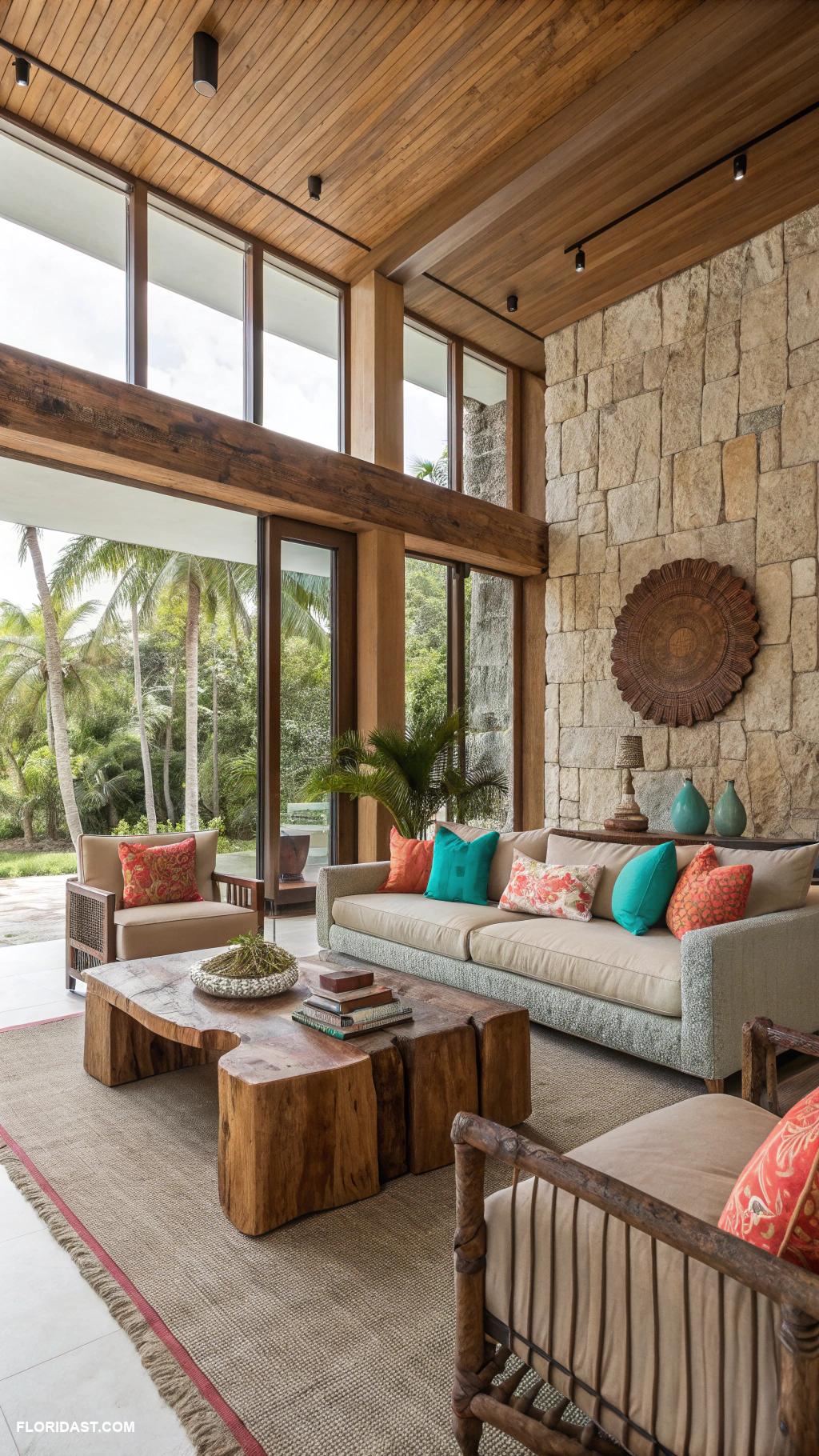 modern miami interior design Natural materials like wood and stone