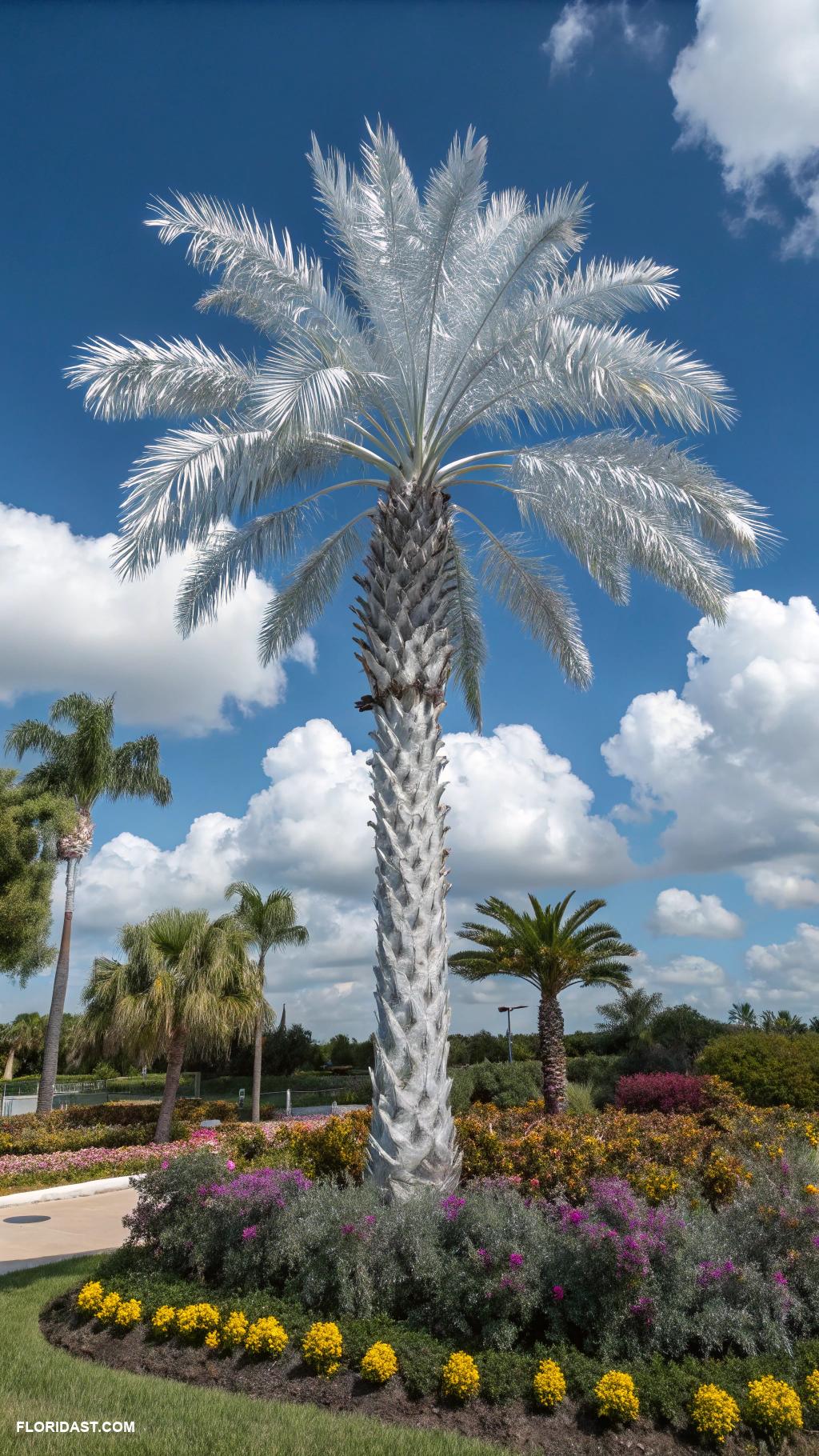 palm trees Bismarck Palm boasts striking silver leaves
