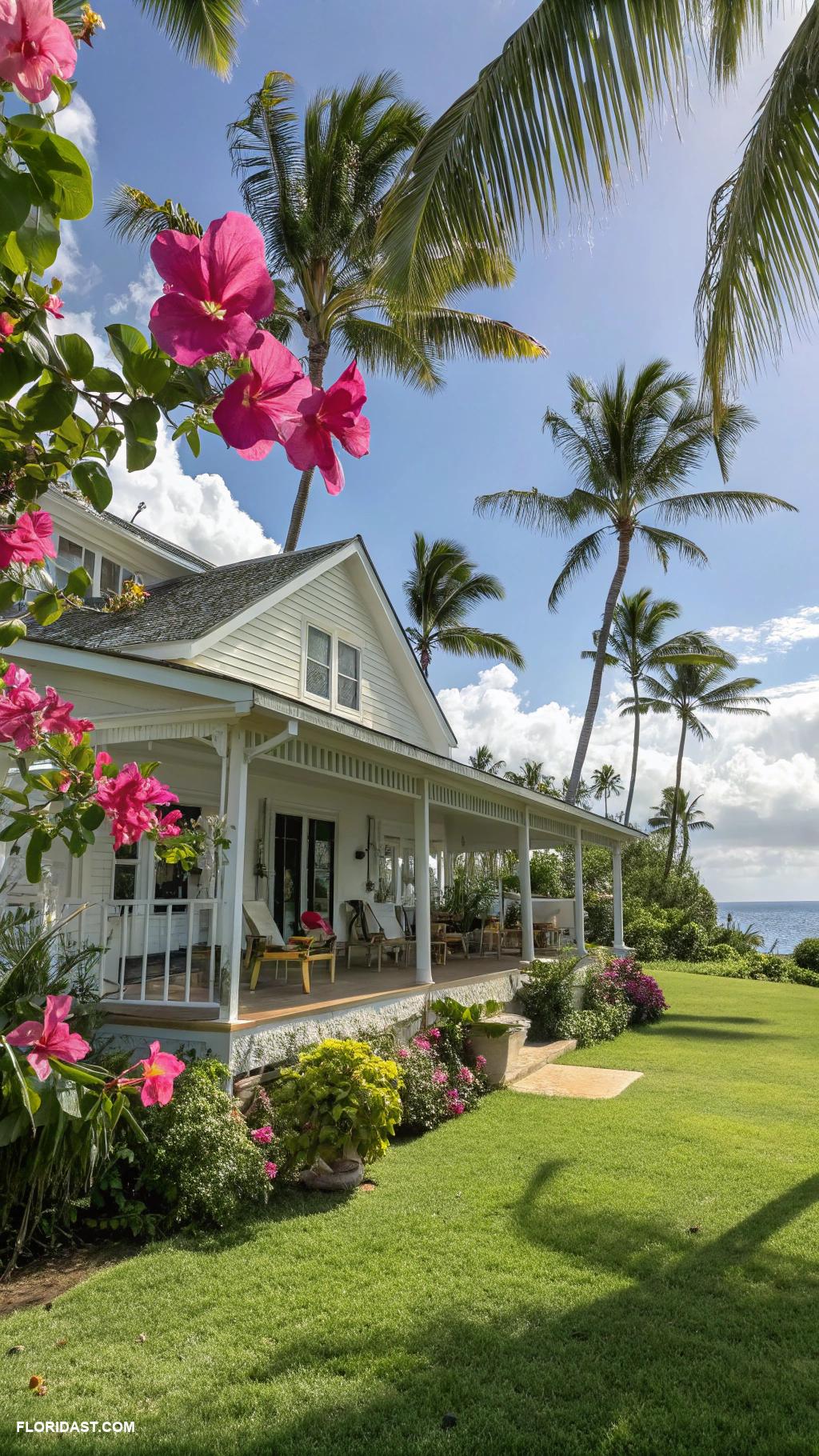 tropical houses Charming farmhouse with tropical landscaping