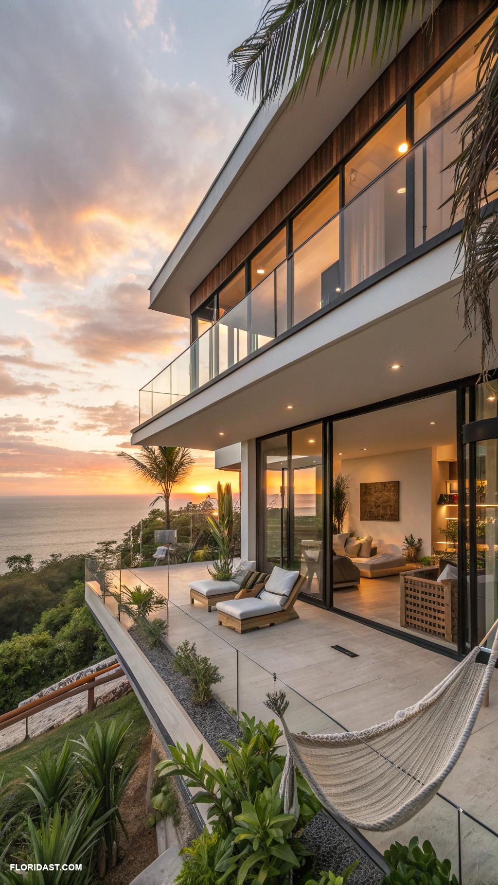 tropical houses Contemporary home with sunset balcony