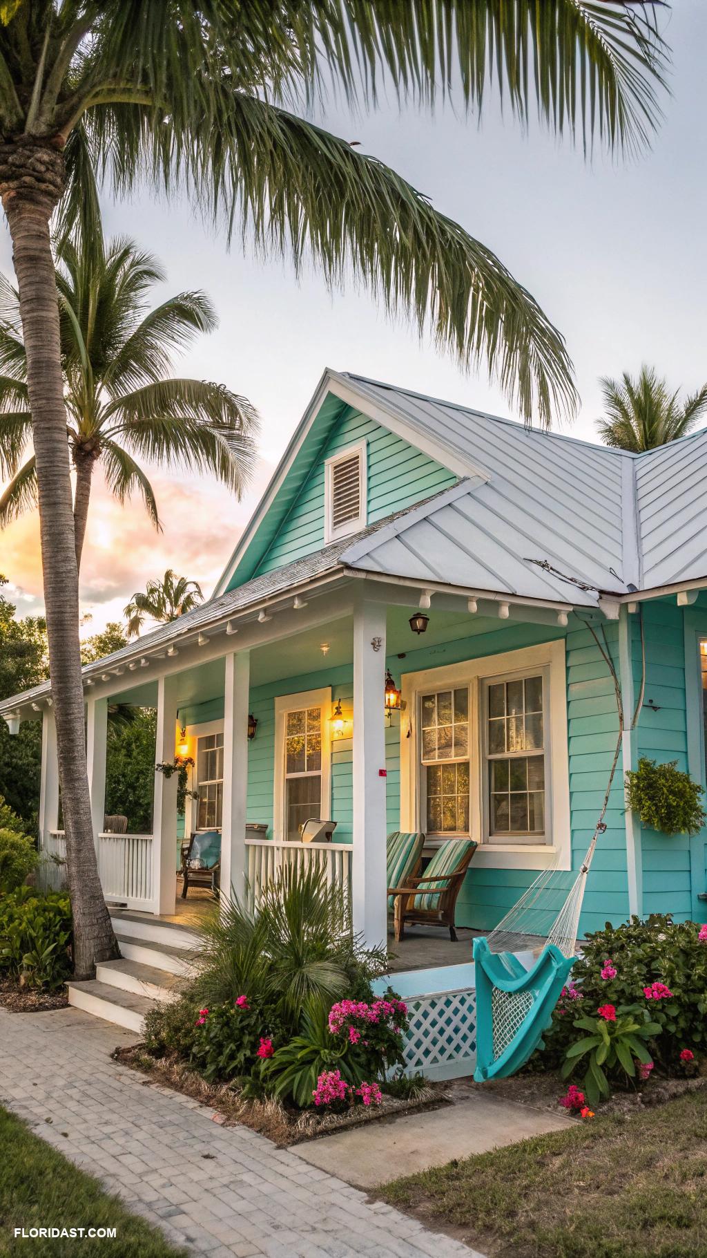 tropical houses Key West style bungalow with metal roof